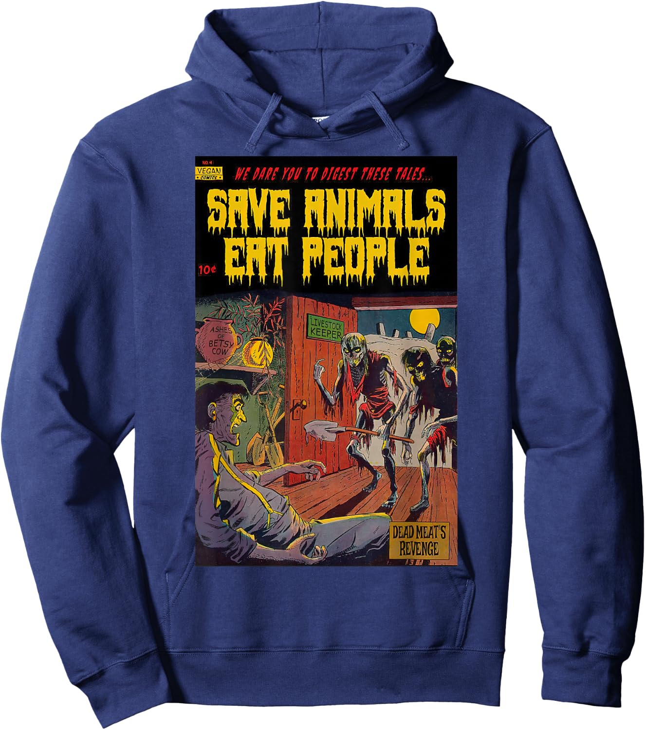 Save The Animals Eat People Vegan Animal Liberation Hoodie - Hoodie | Navy