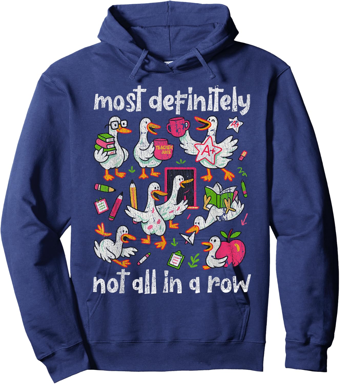 Funny Duck Teacher Educator Back to School Hoodie - Hoodie | Navy
