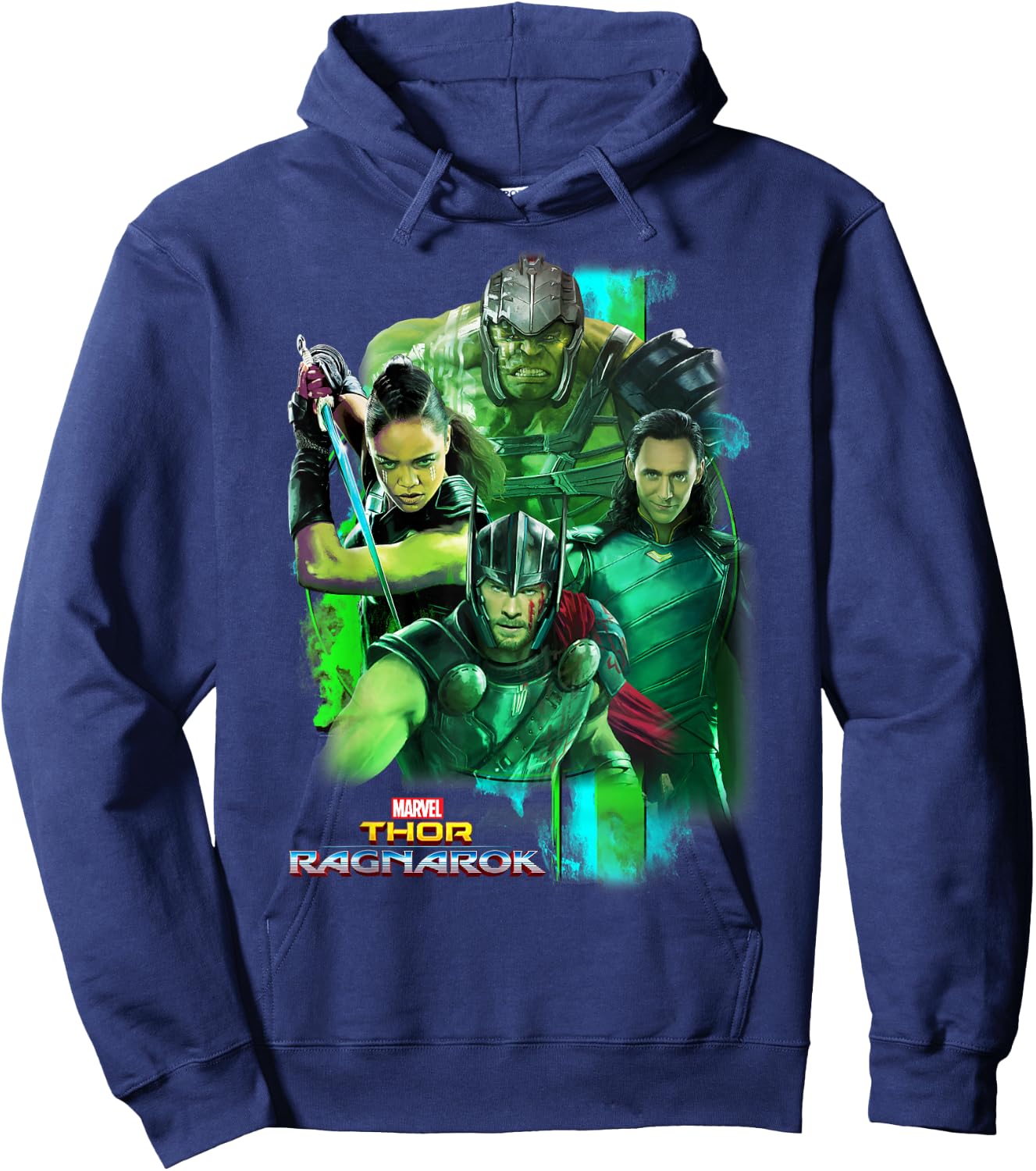 Marvel Thor Ragnarok Loki Hulk Valkyrie Team Graphic Hoodie - Hoodie | Navy