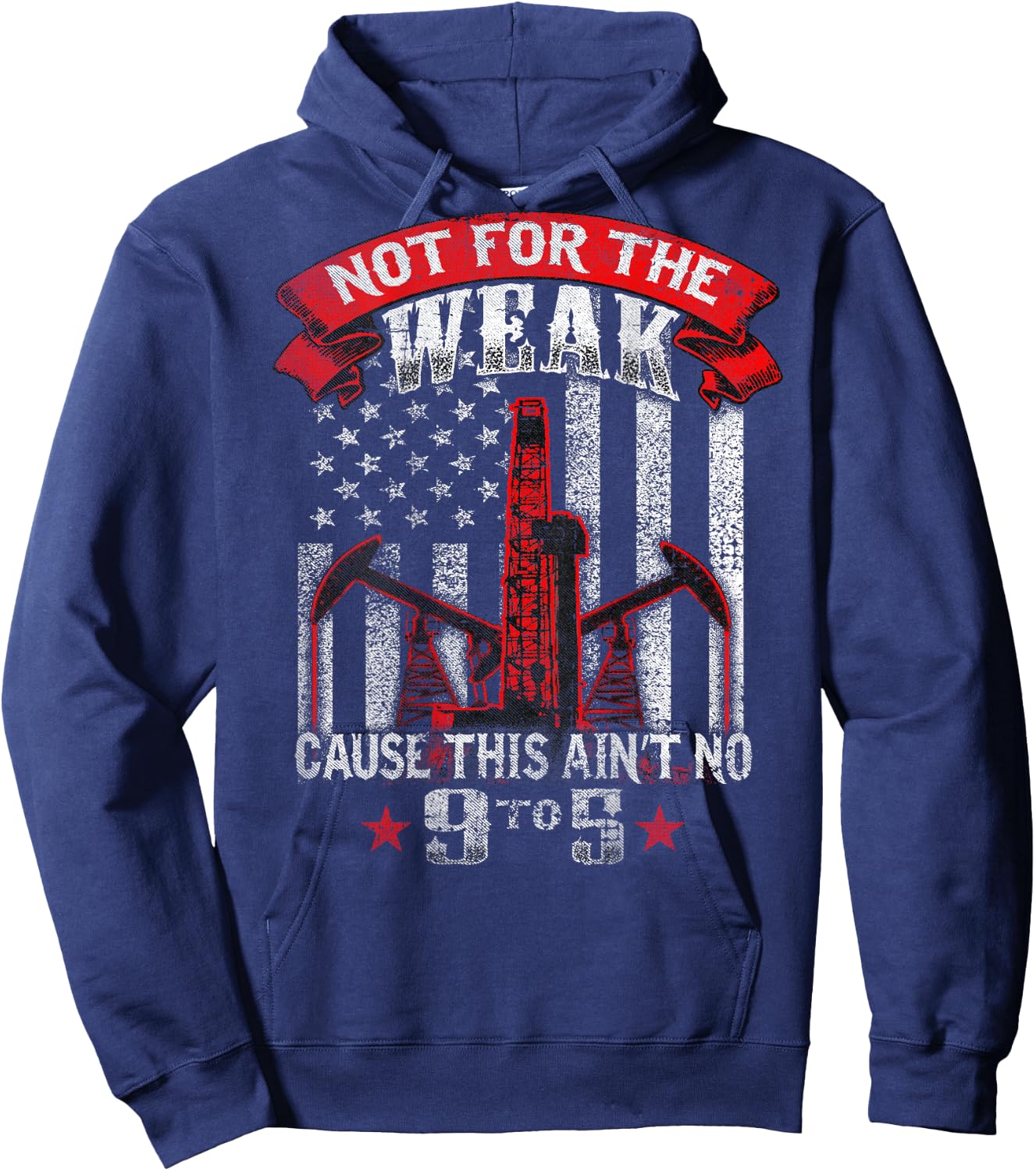 Roughneck Oilfield Trash , Not for the Weak, Men's Black Short Sleeve Classic Fit , Size Small Hoodie - Hoodie | Navy