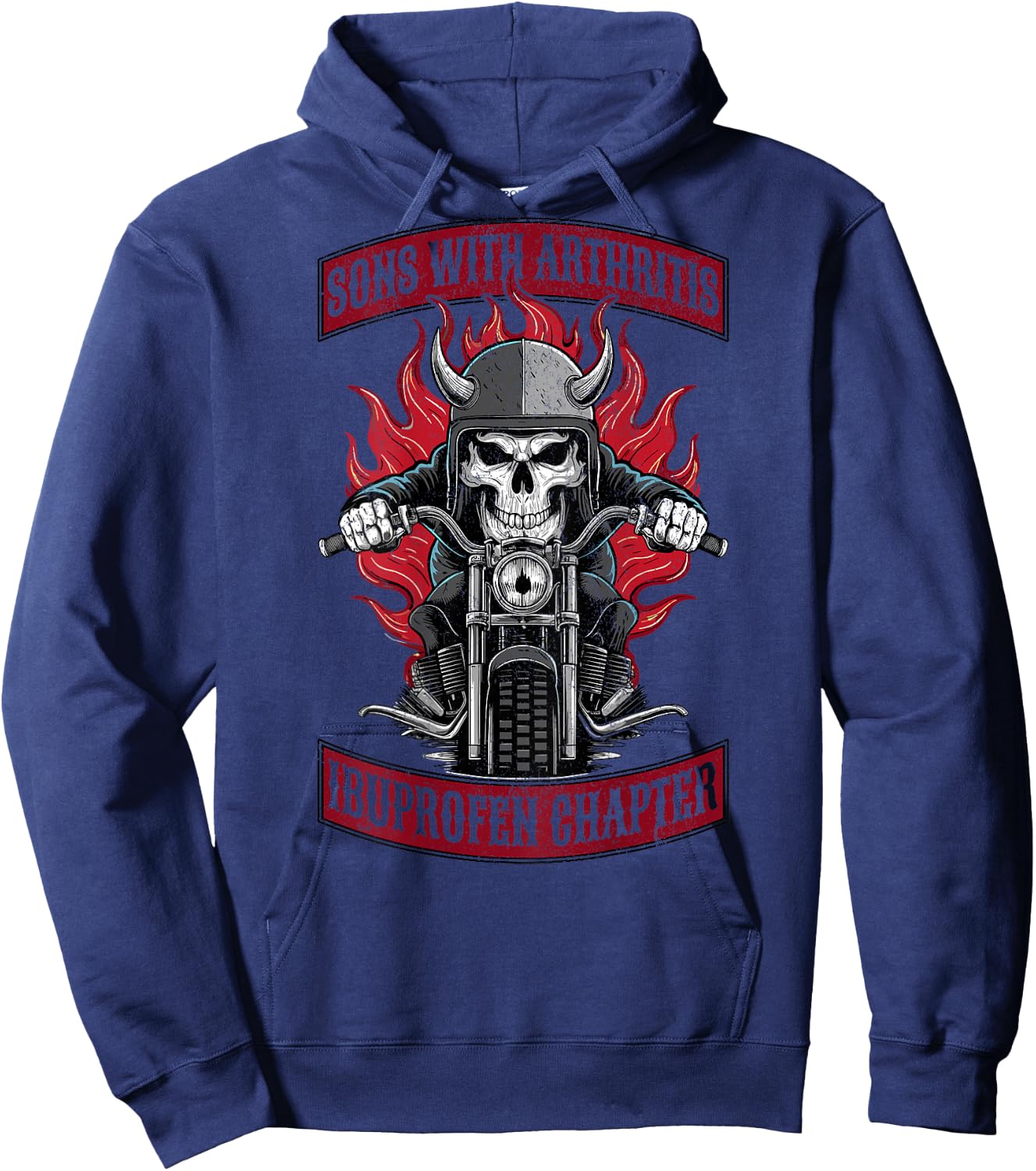 Sons with Arthritis Ibuprofen Chapter Skeleton on Back Hoodie - Hoodie | Navy