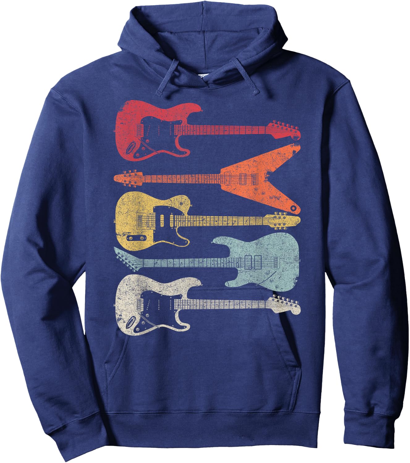 Guitar Shirt. Retro Style Gift Guitarist Hoodie - Hoodie | Navy
