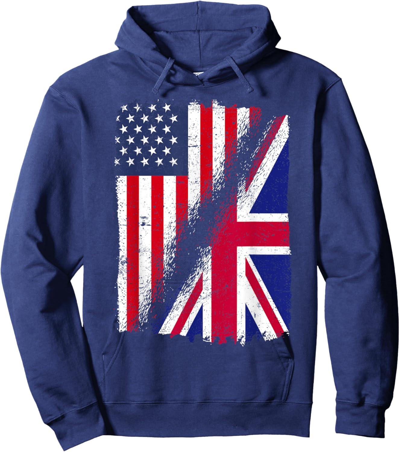 Half American Half British Flag USA Pride Dual Heritage Hoodie - Hoodie | Navy