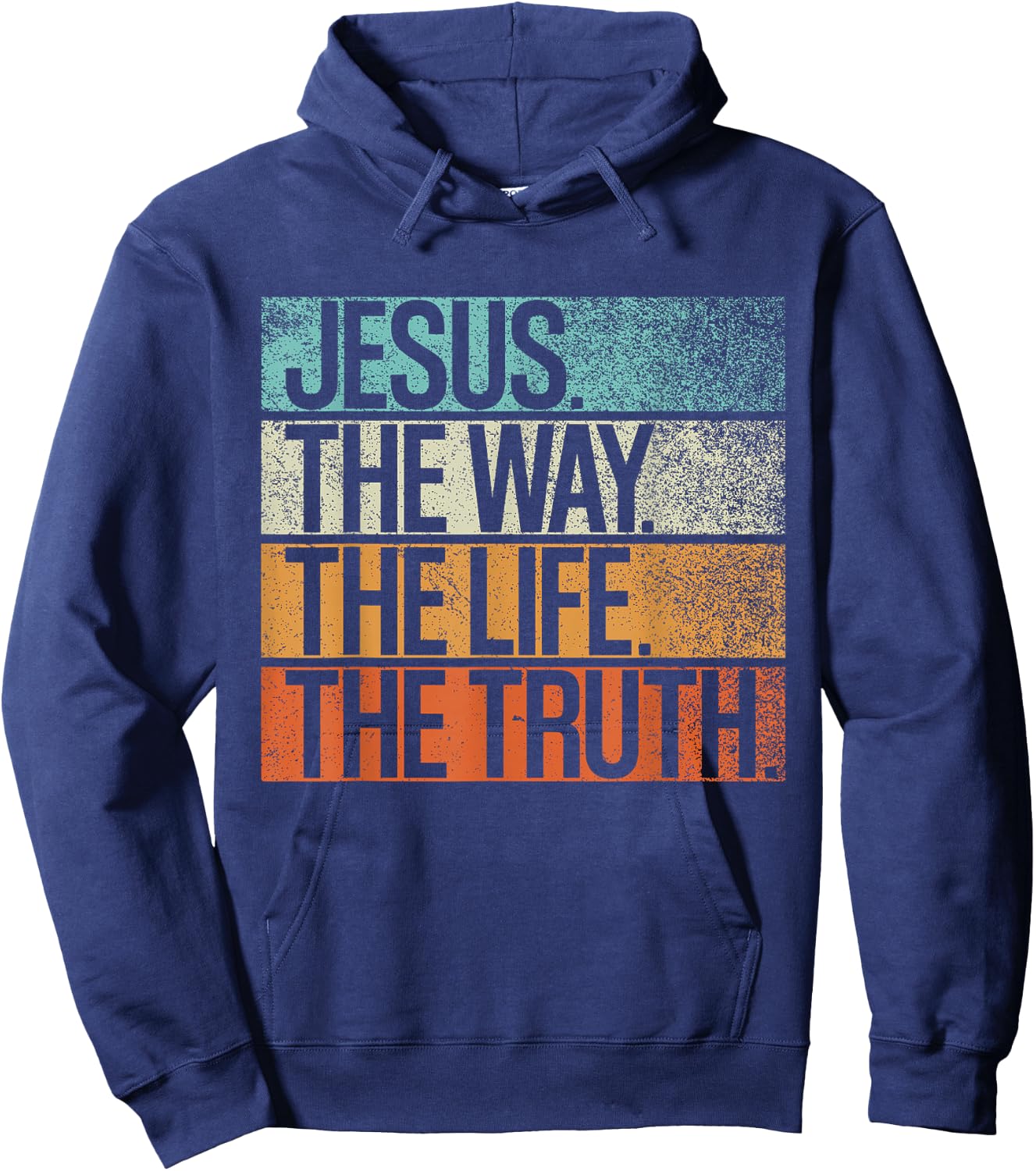 Retro Jesus, Way. Truth. Life. Vintage Christian Shirt Hoodie - Hoodie | Navy