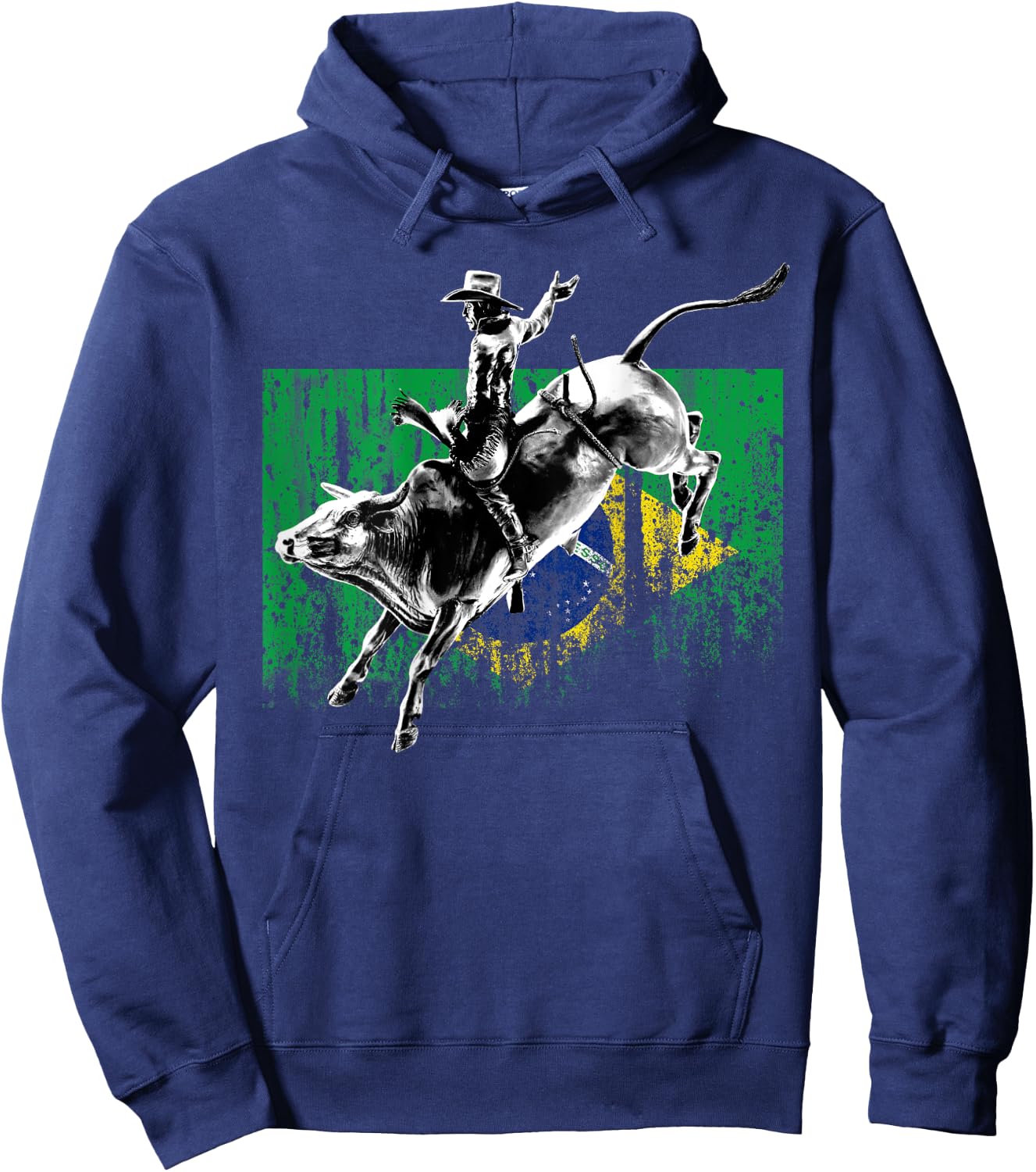 Rodeo Bull Rider Patriotic Flag of Brazil Cowboys Hoodie - Hoodie | Navy