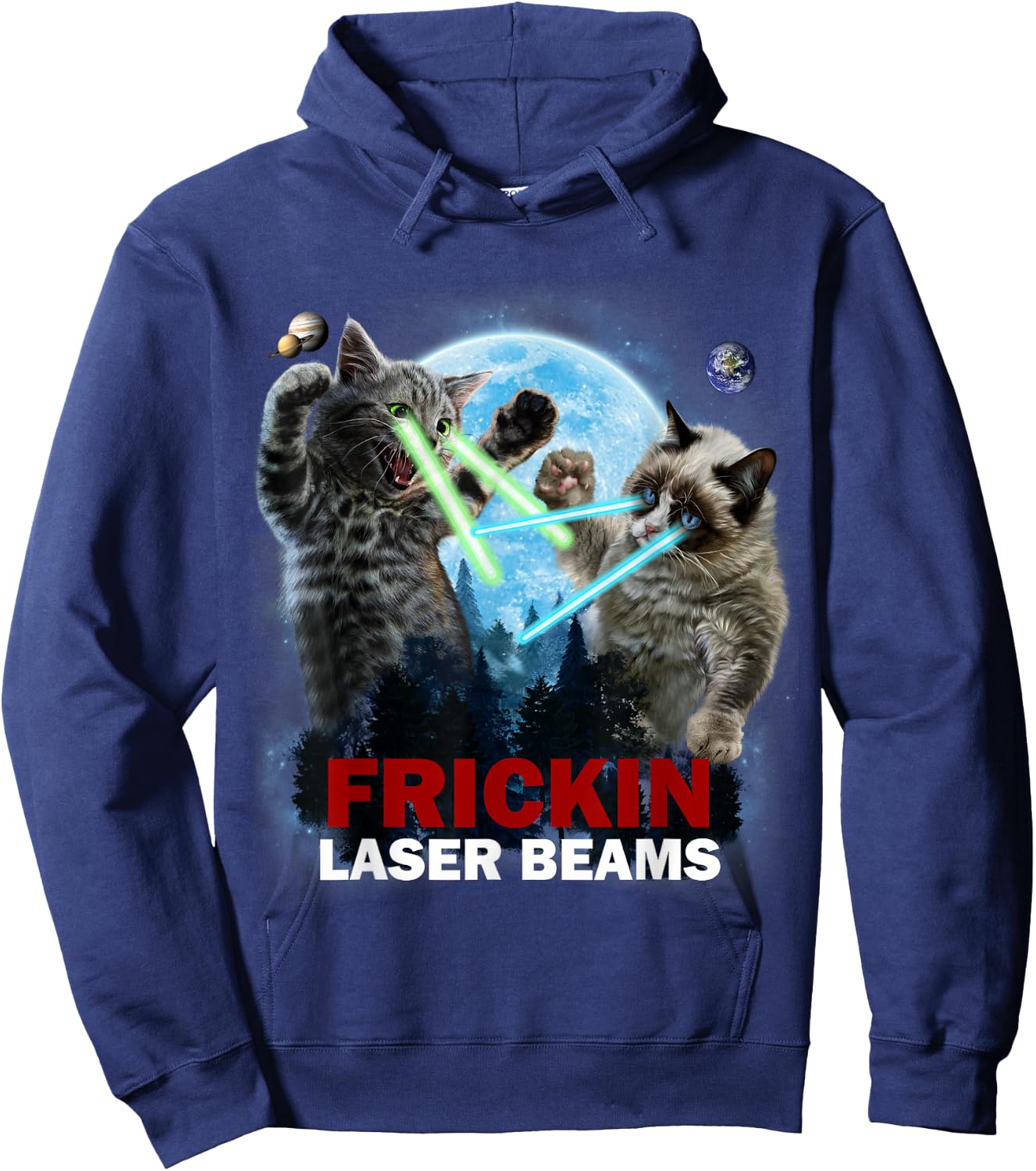 Battle of Giant Cat, Frickin Laser Beams, Galaxy Hoodie - Hoodie | Navy