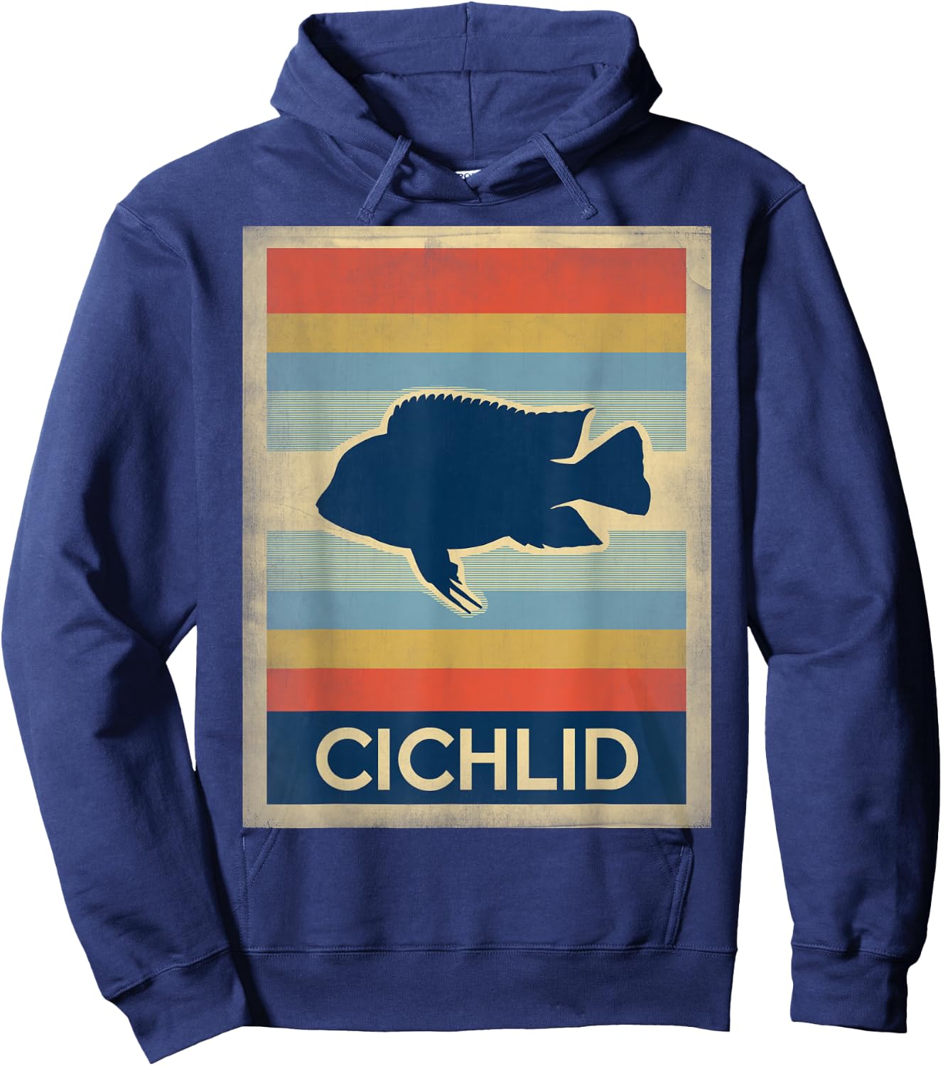 Vintage Style Cichlid Fish Lovers Hoodie - Hoodie | Navy