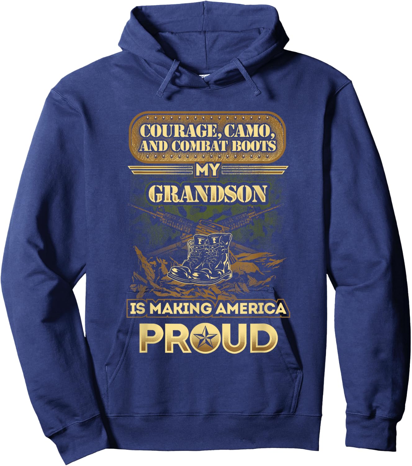 My Grandson is A Soldier - Proud Military Grandparent Hoodie - Hoodie | Navy