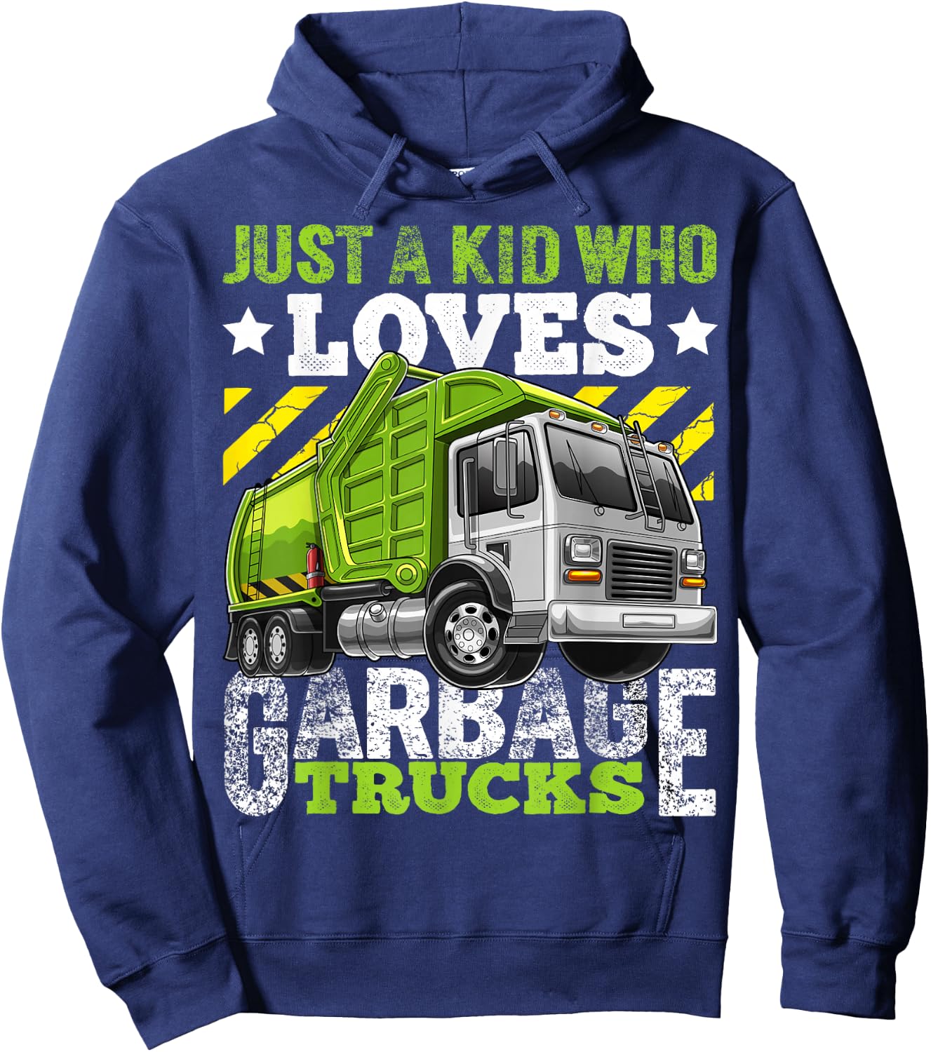 Just a Kid Who Loves Garbage Trucks Funny Gift Boys Hoodie - Hoodie | Navy