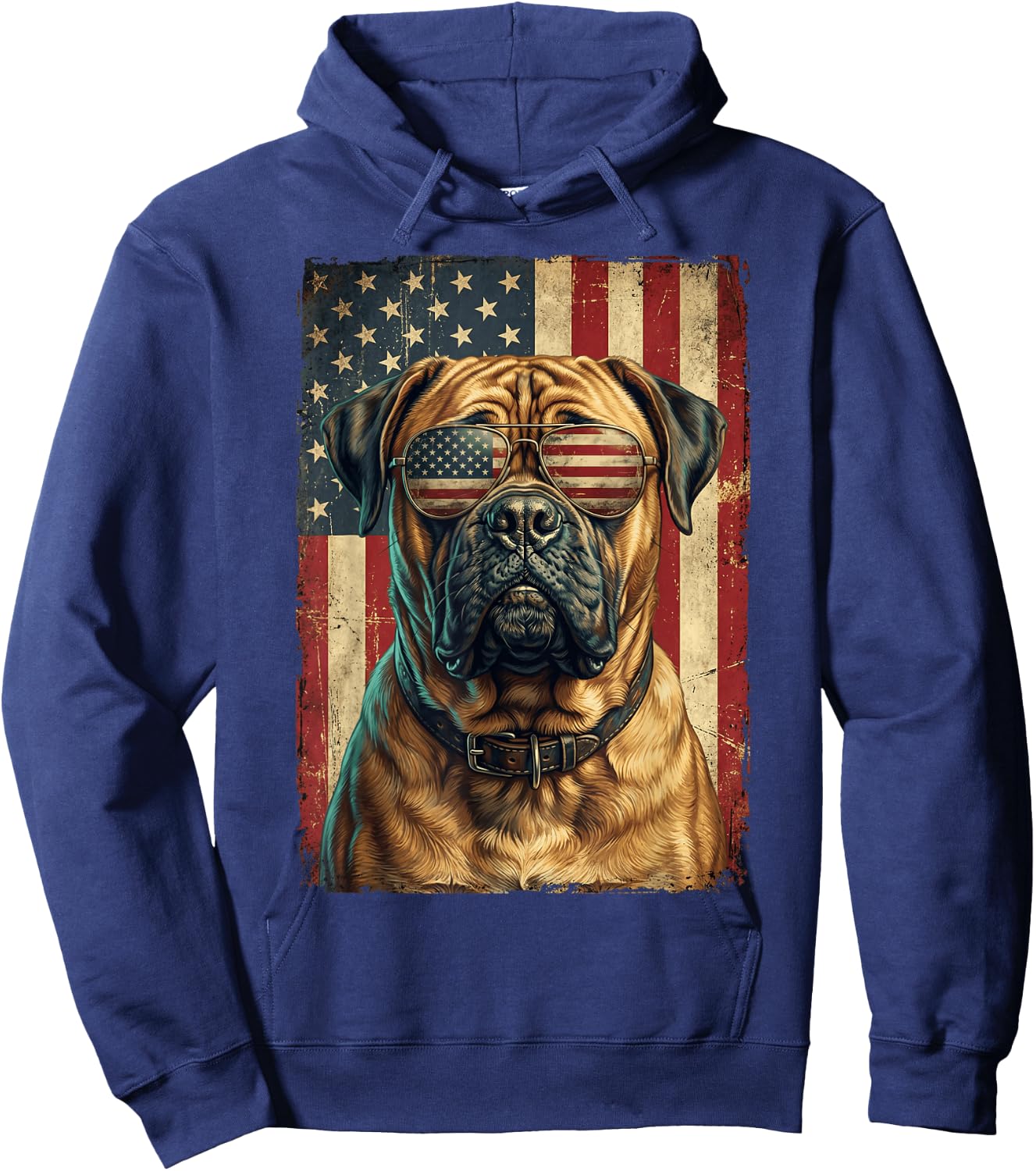 American Flag Bullmastiff Patriotic Dog Owner Hoodie - Hoodie | Navy