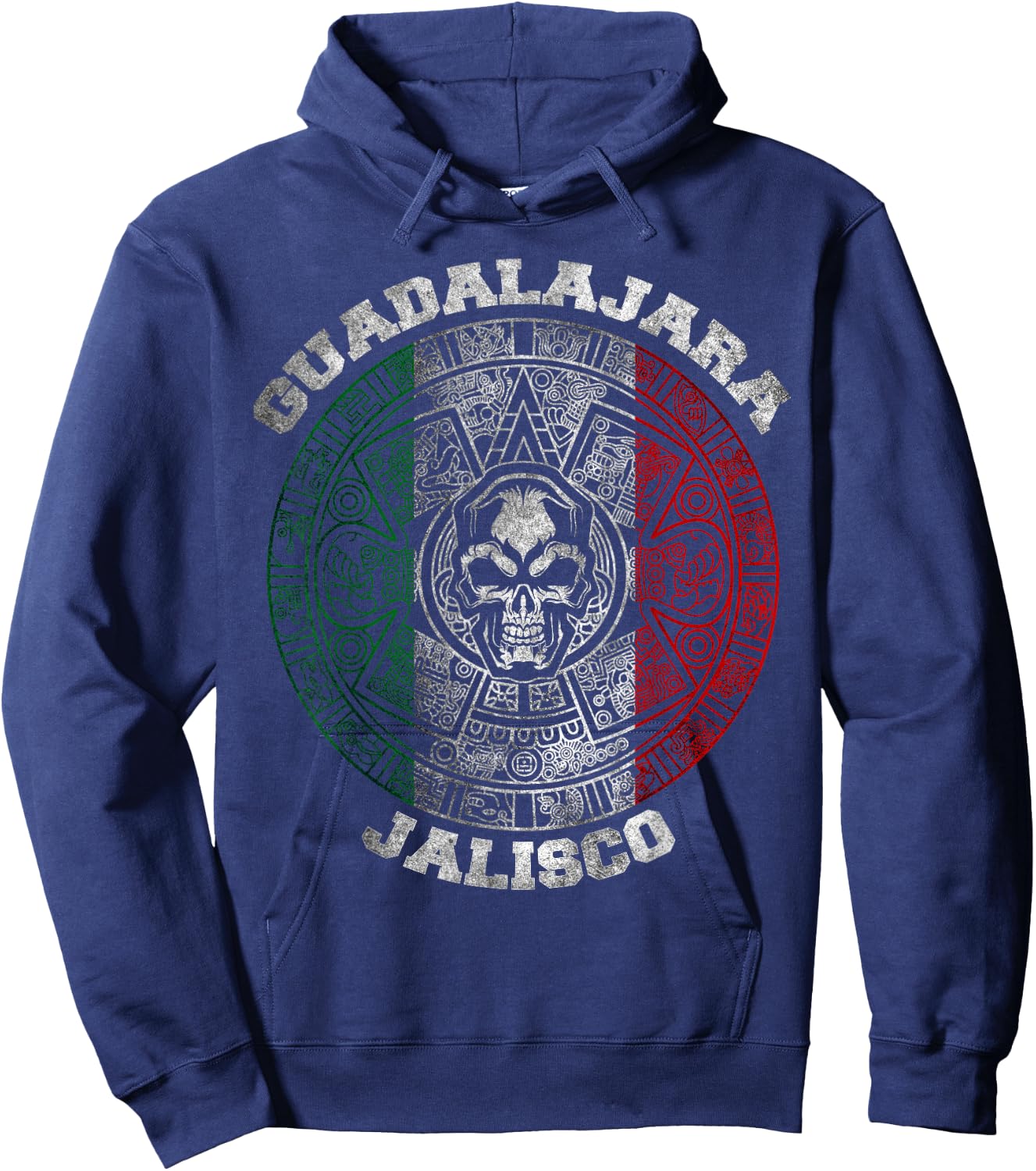 Guadalajara Jalisco Aztec Mayan Calendar Skull. Mexico Pride Hoodie - Hoodie | Navy