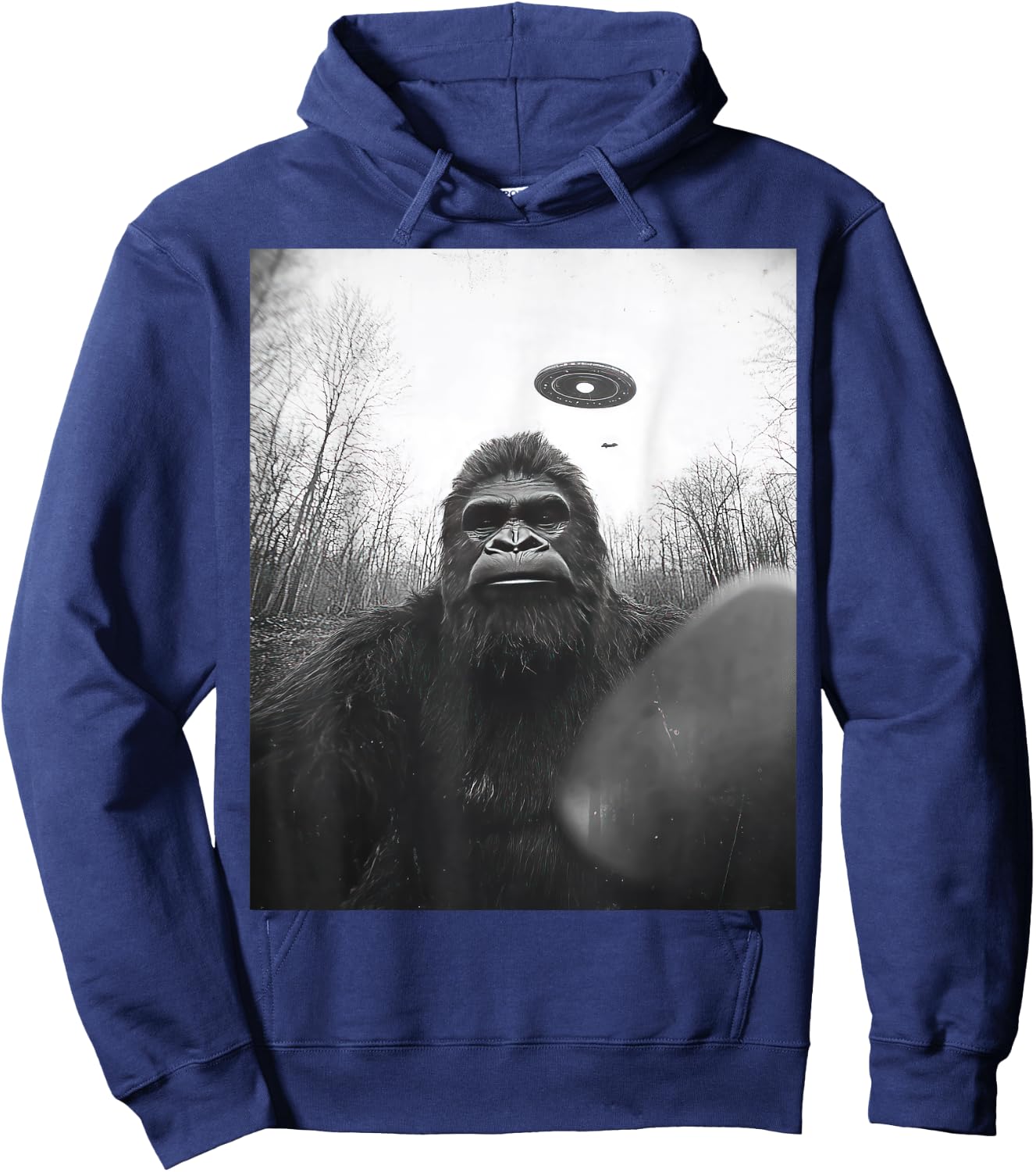 Funny graphic Sasquatch BigFoot UFO Alien Funny weird Hoodie - Hoodie | Navy