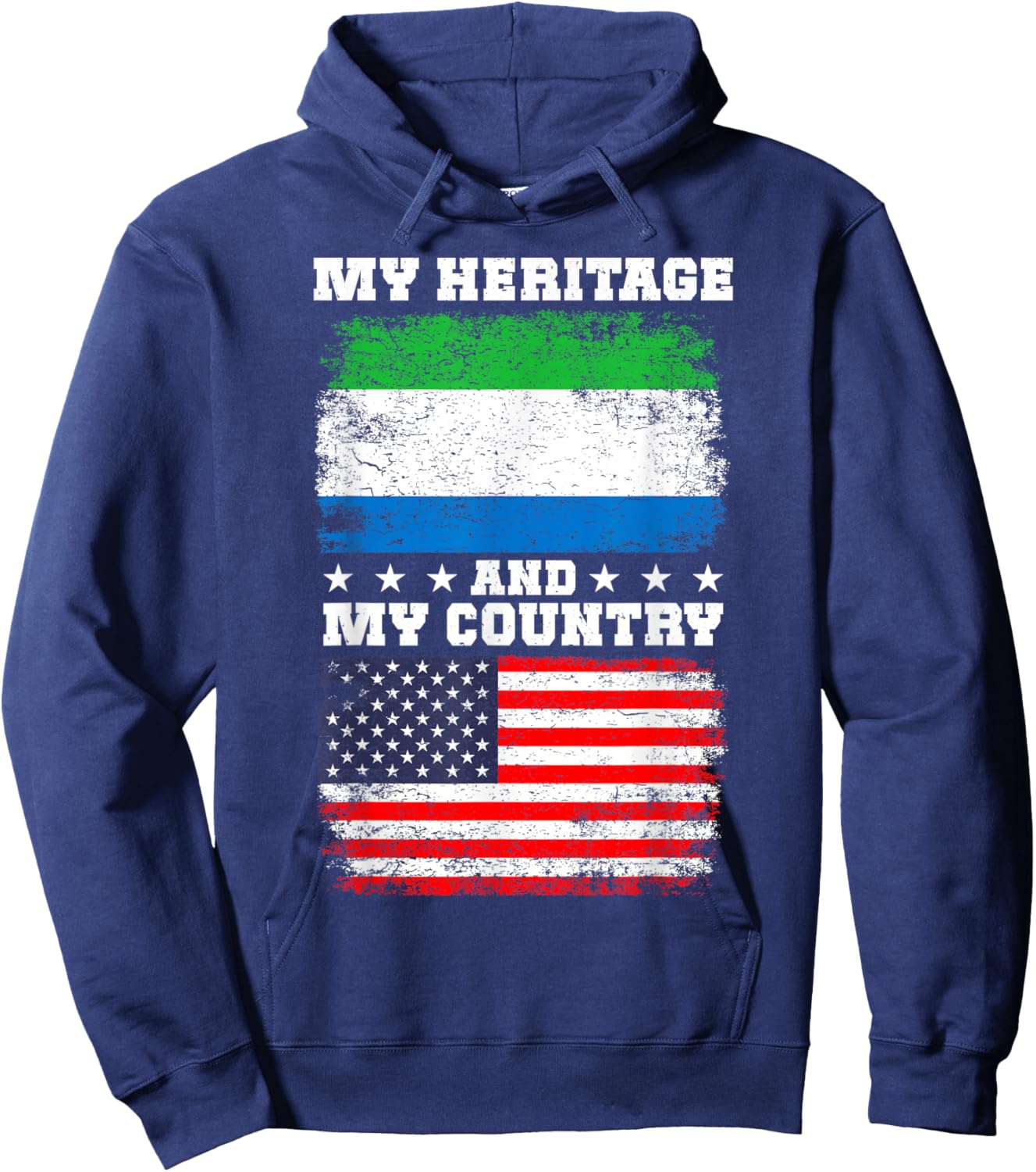 Sierra Leonean Heritage American Outfit US Sierra Leone Flag Hoodie - Hoodie | Navy