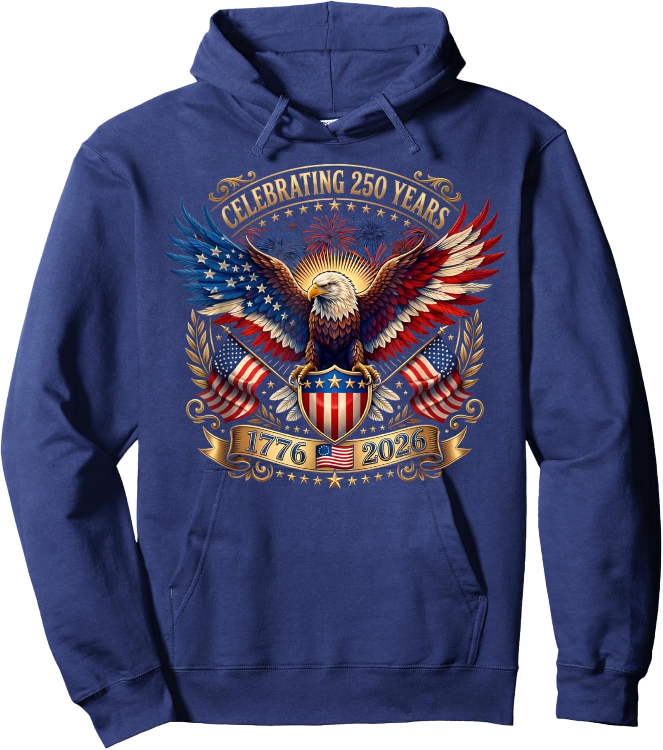 250 Years American 1776 2026 250th Independence Day Hoodie - Hoodie | Navy