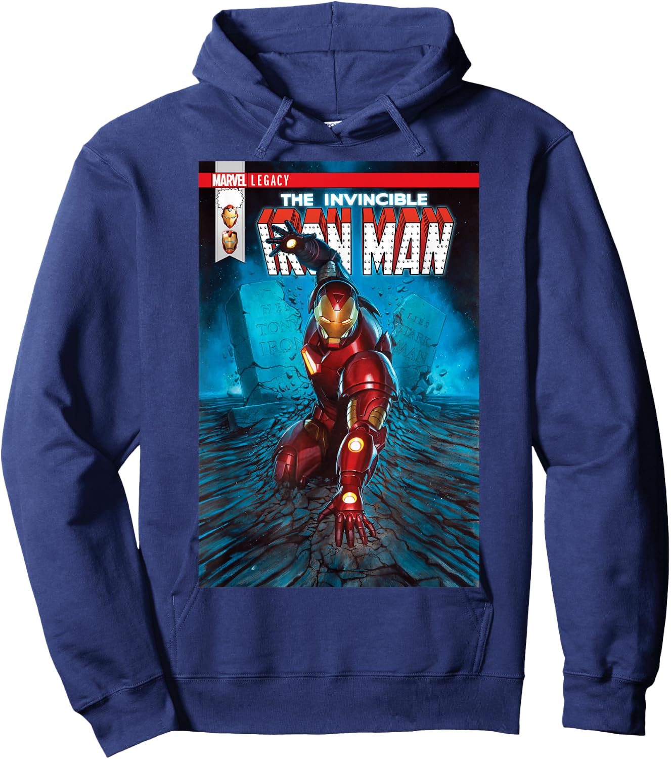 Marvel Iron Man Shock Legacy Comic Cover Graphic Hoodie - Hoodie | Navy