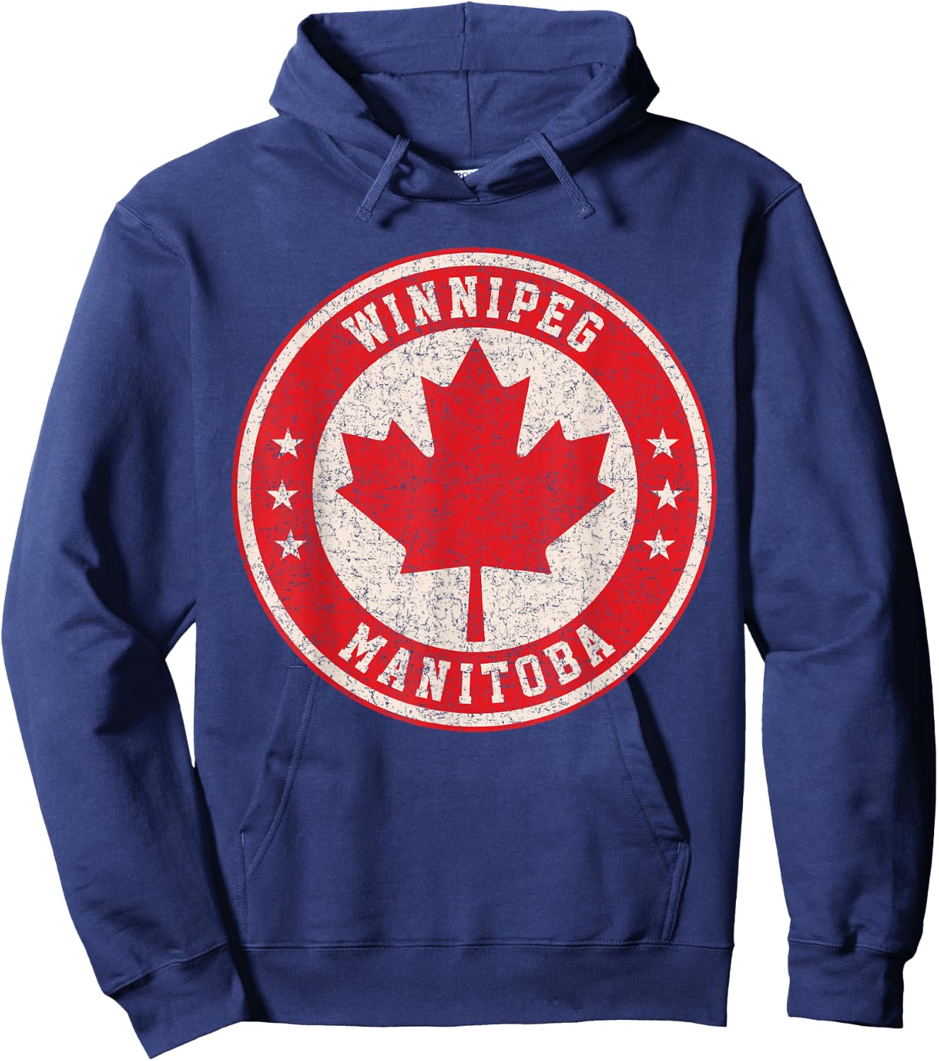 Winnipeg Manitoba Canada Maple Leaf Sign Distressed Print Hoodie - Hoodie | Navy