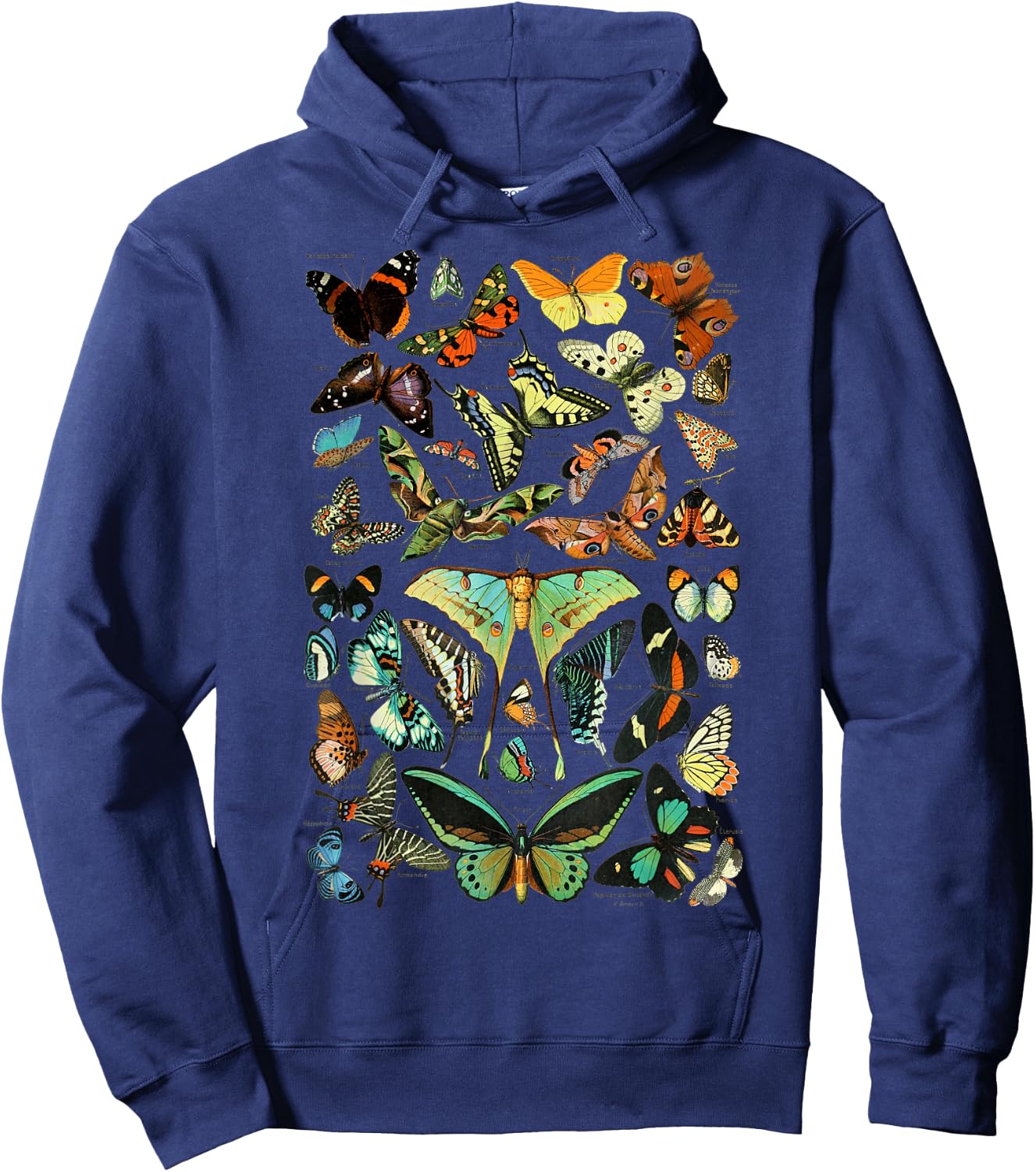Vintage Botanical Butterfly Species Vintage Butterflies Hoodie - Hoodie | Navy