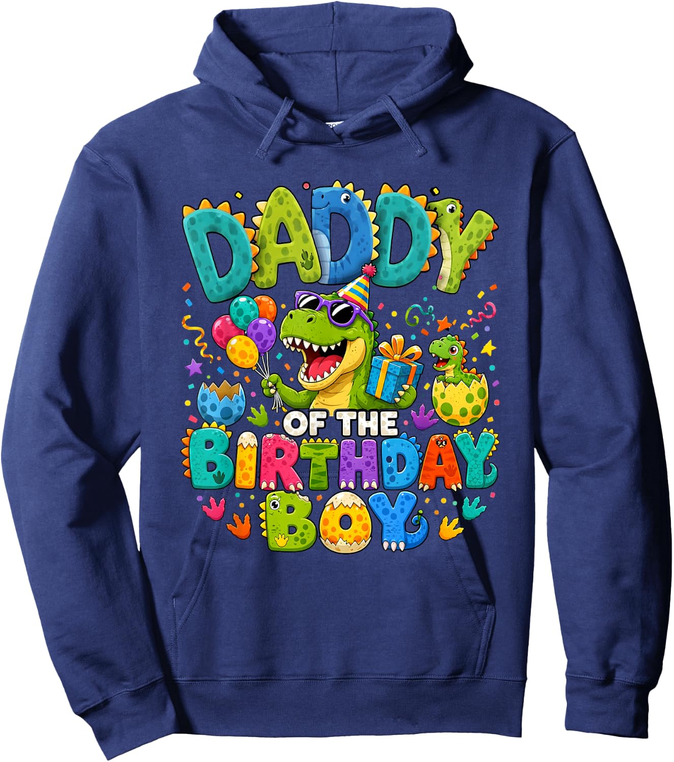 Father Daddy of The Birthday Boy Dinosaur T-Rex Hoodie - Hoodie | Navy