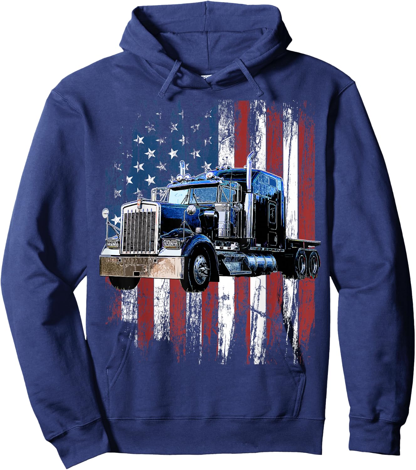 Trucker American Flag Truck Driver Truck Driver Gift Hoodie - Hoodie | Navy