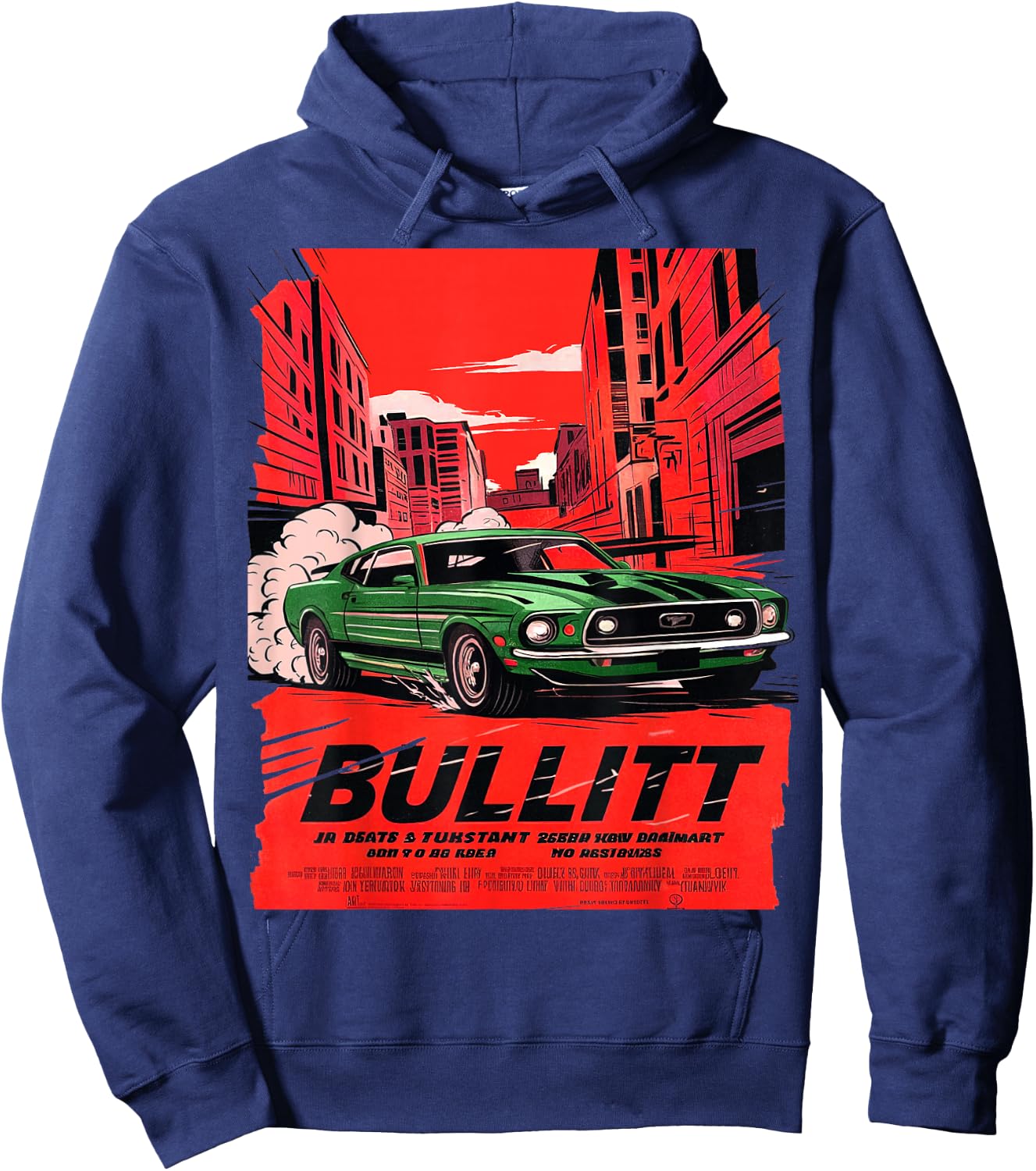 The movie Bullitt muscle car illustration Hoodie - Hoodie | Navy