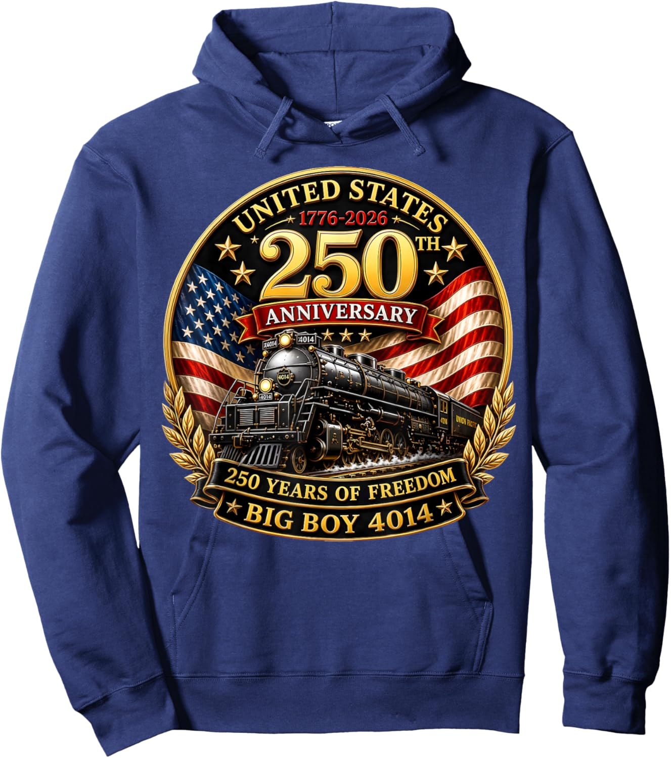 Big Boy 4014 Train 4th of July America 250th Anniversary Hoodie - Hoodie | Navy