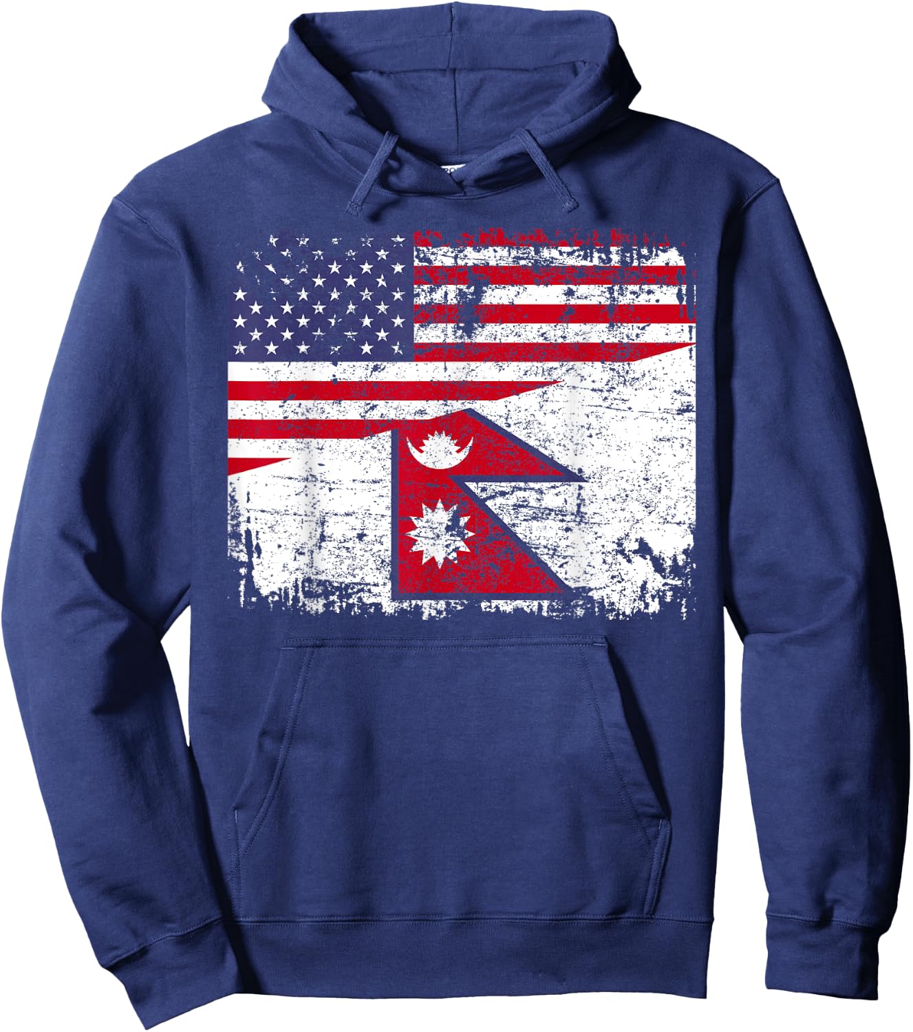 NEPALESE ROOTS | Half American Flag | NEPAL Kids Men Hoodie - Hoodie | Navy
