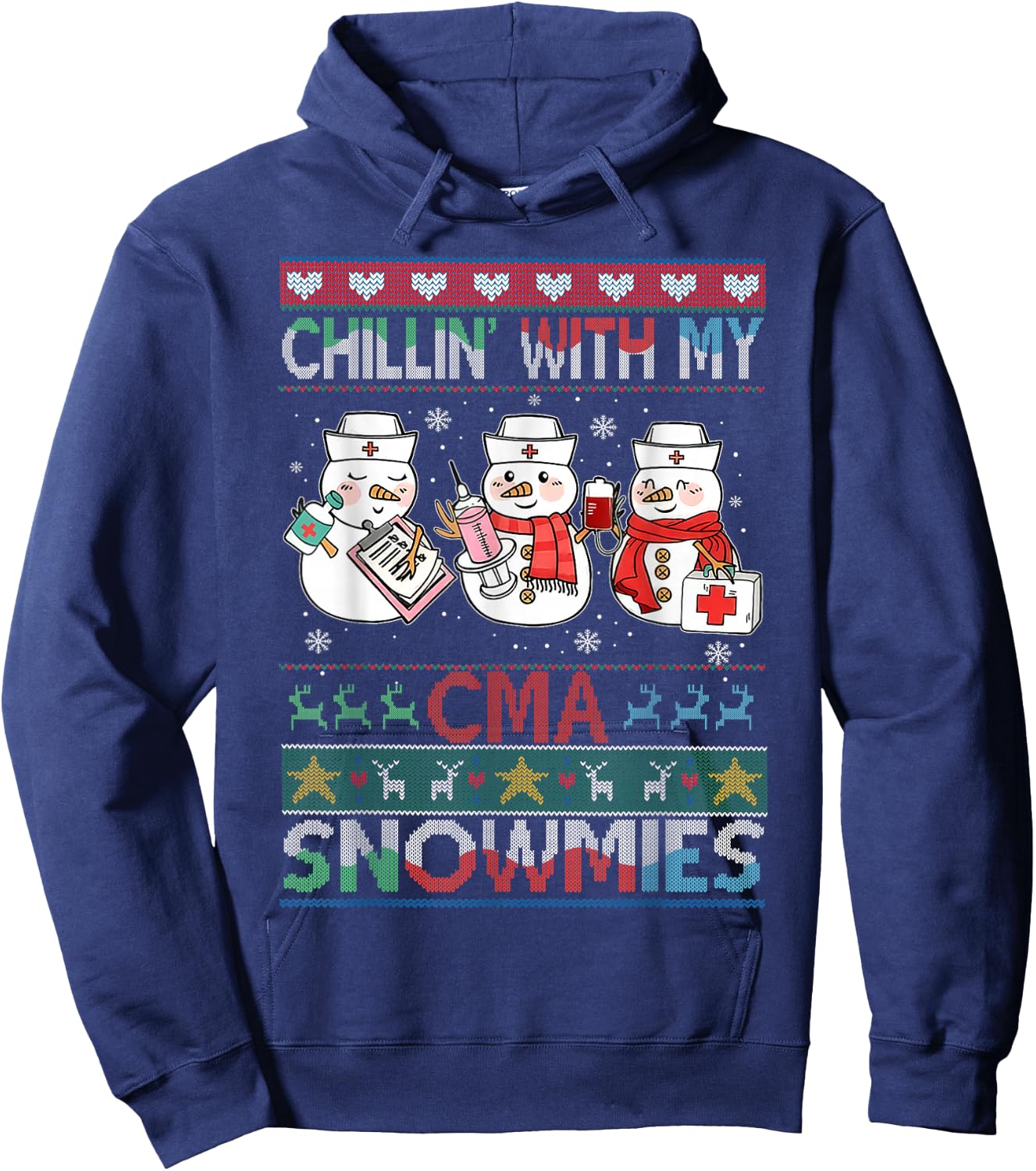 Chilling with my snowmies CMA Ugly Christmas Sweater CMA Hoodie - Hoodie | Navy