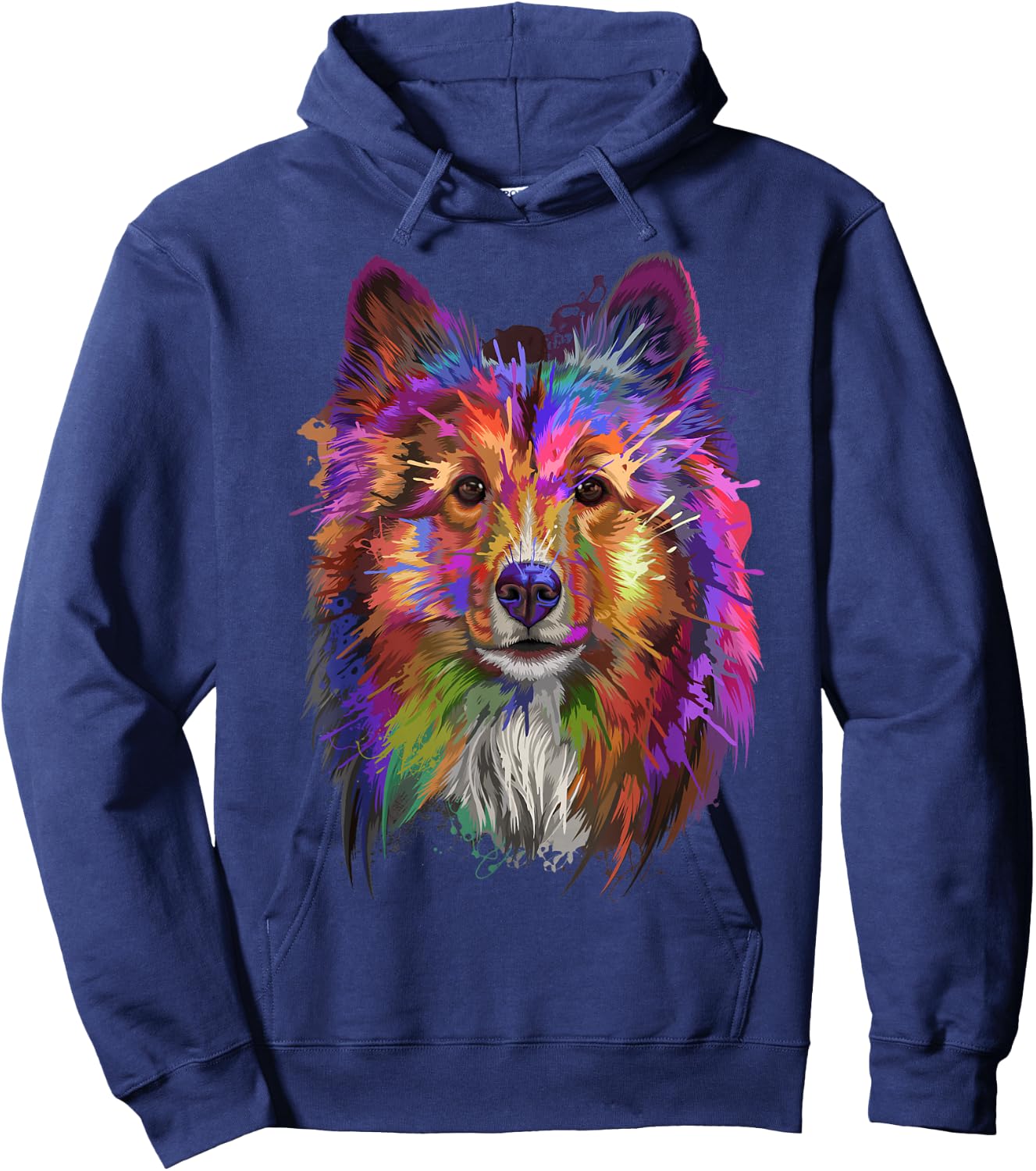 Splash Art Shetland Sheepdog | Cute Sheltie Gifts Women Girls Kids Hoodie - Hoodie | Navy