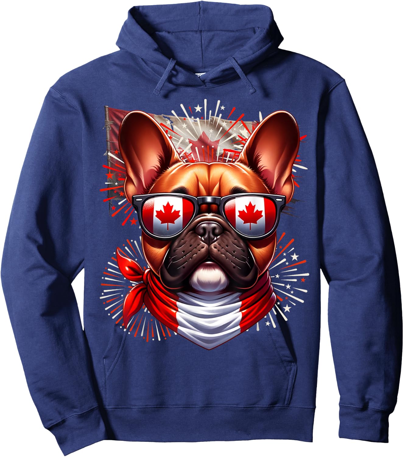 French Bulldog Canada Frenchie Flag Canadian Pet Dog Cute Women Kids Hoodie - Hoodie | Navy