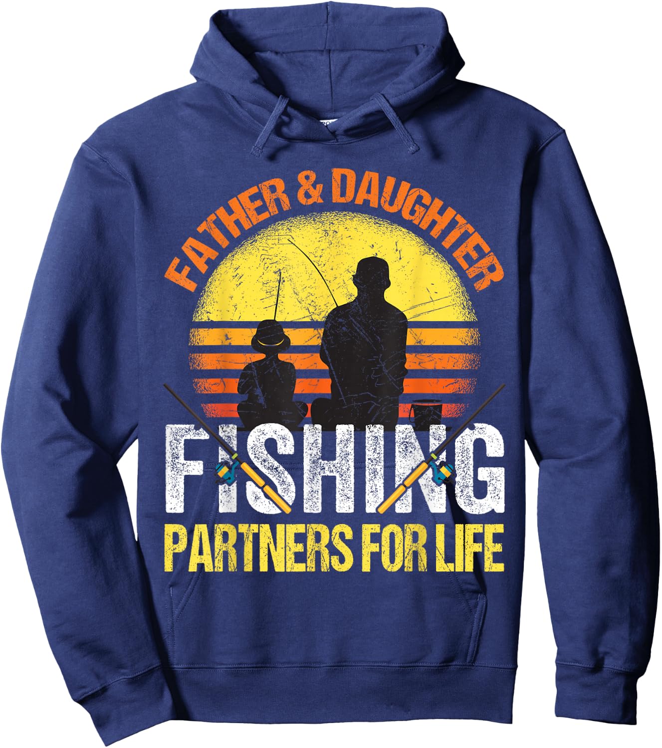 Fisherman Dad and Daughter Fishing Partners For Life Girls Hoodie - Hoodie | Navy