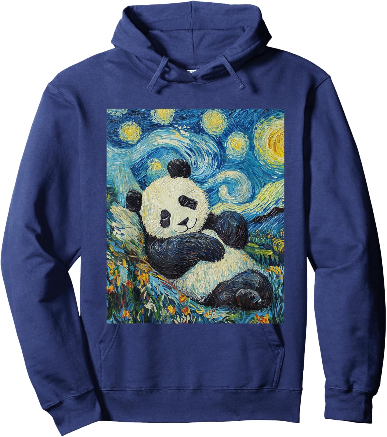 Cute Panda Bear - Van Gogh Style - Starry Night Graphic Hoodie - Hoodie | Navy