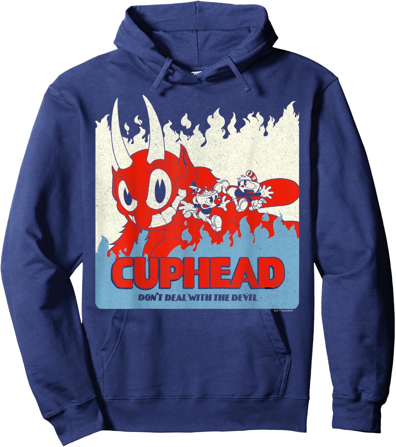 Cuphead Don't Deal With the Devil Vintage Poster Hoodie - Hoodie | Navy