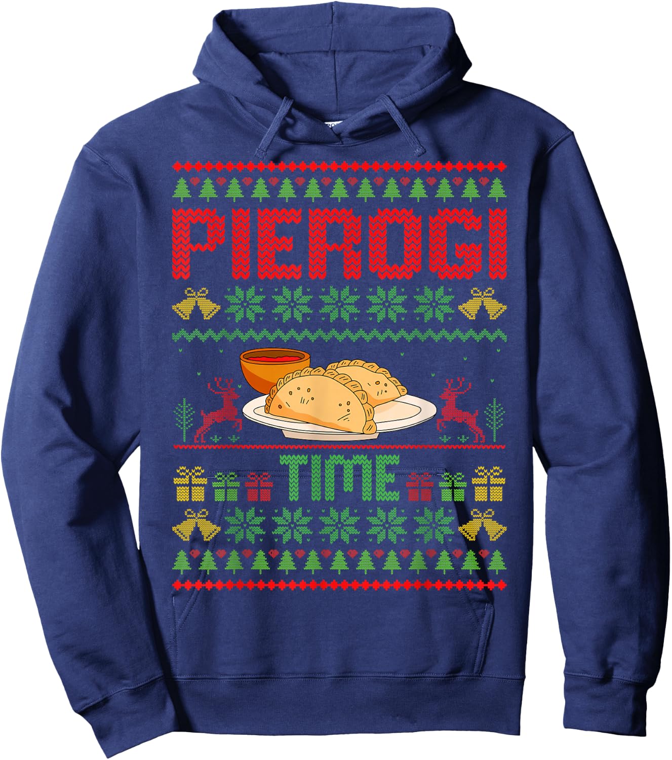 Pierogi Time - Polish Food Pierogi Lover Ugly Christmas Hoodie - Hoodie | Navy