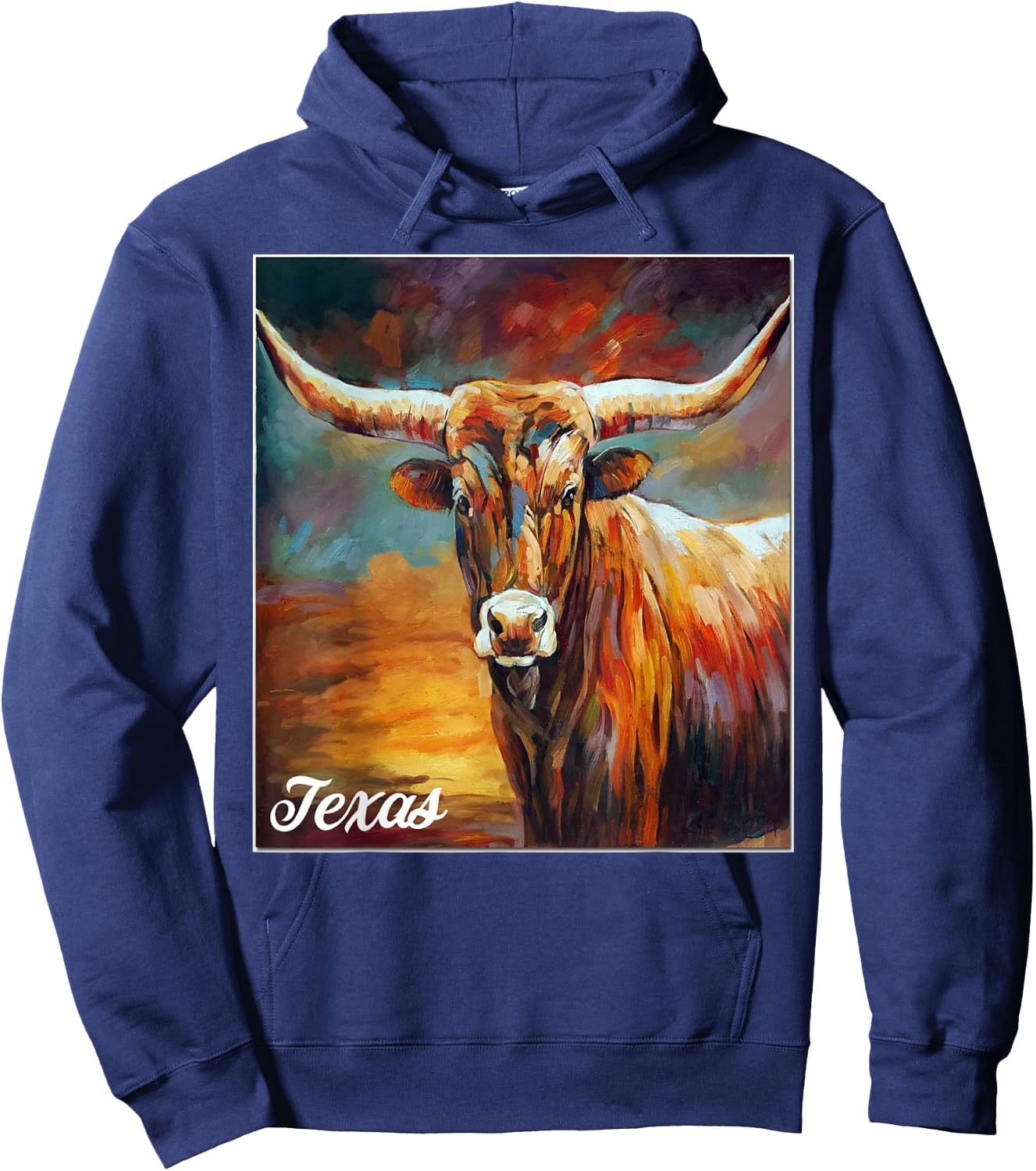 Longhorn Cow Shirts - Longhorn Cattle Gifts - Texas Cattle Hoodie - Hoodie | Navy