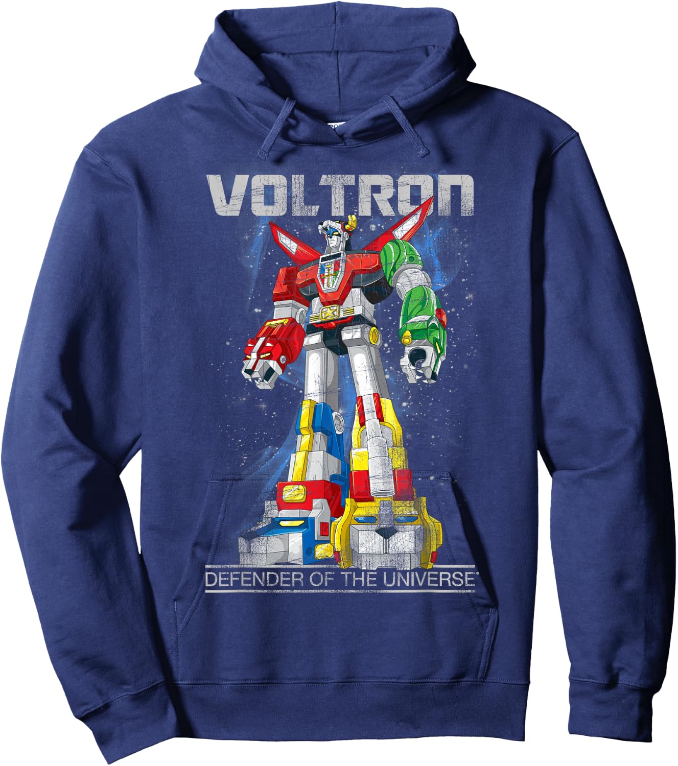 Voltron Retro Defender Space Distressed Hoodie - Hoodie | Navy