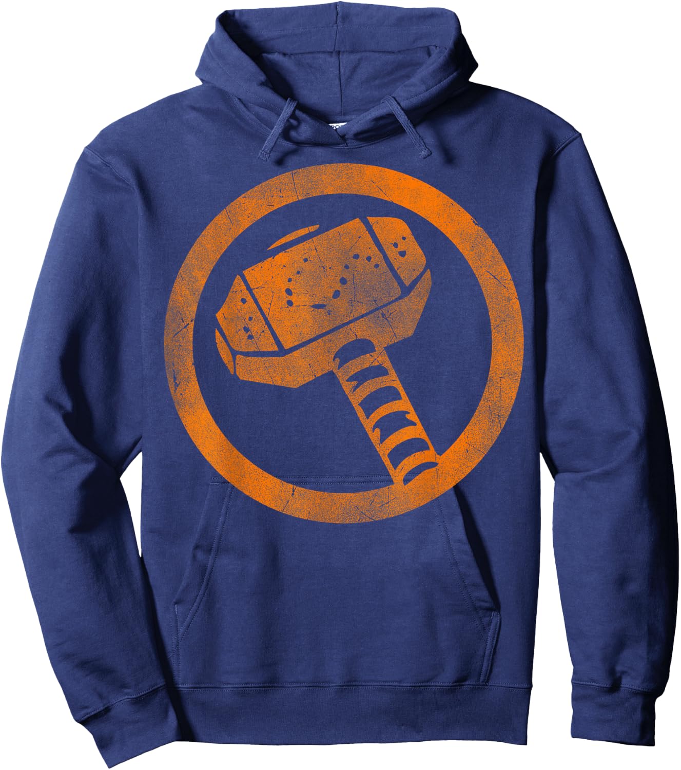 Marvel Thor Hammer Logo Orange Tonal Cut-Out Halloween Hoodie - Hoodie | Navy