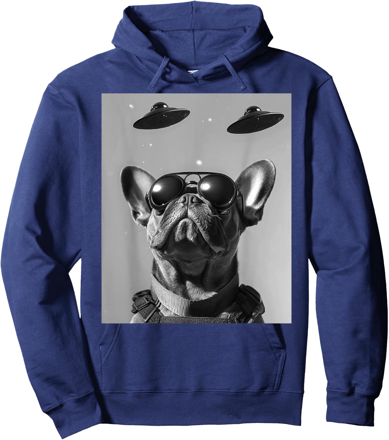 Funny graphic French Bulldog Frenchie UFO Alien Funny weird Hoodie - Hoodie | Navy