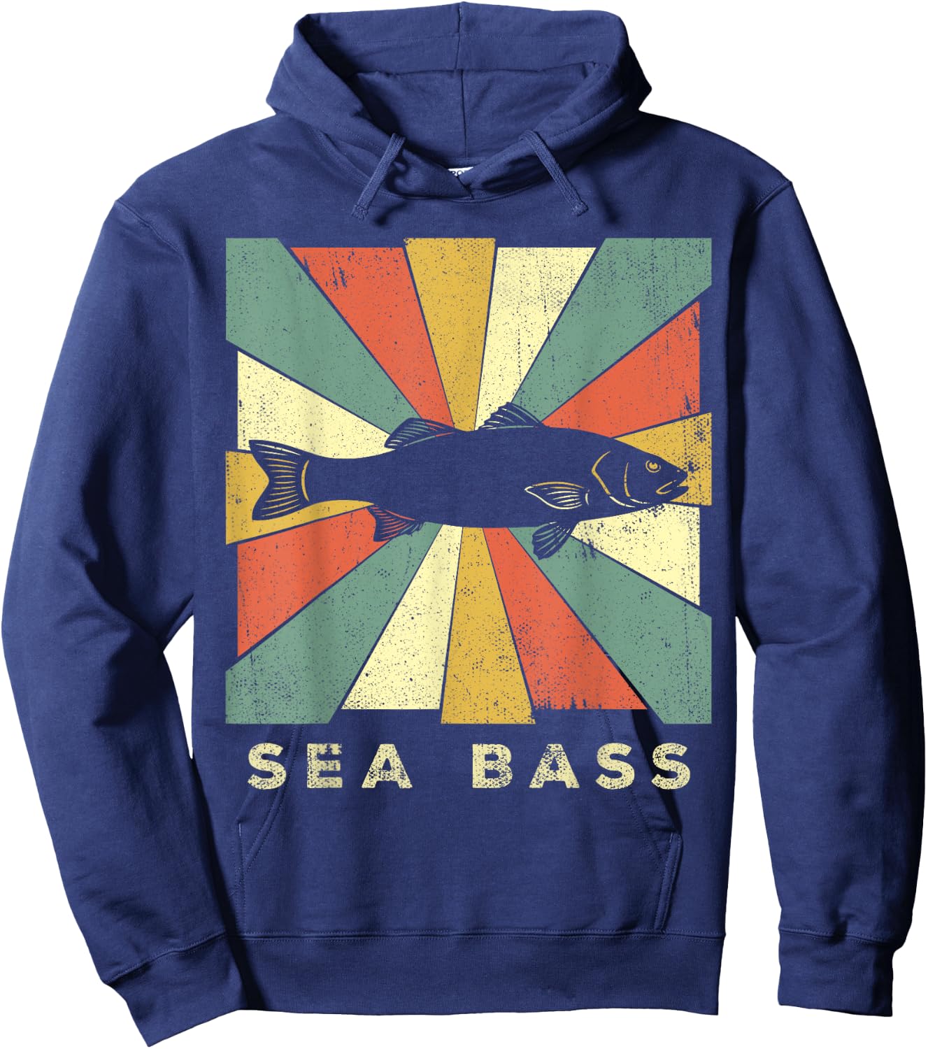 Sea Bass Fish Lover Vintage Retro Style Animal Hoodie - Hoodie | Navy
