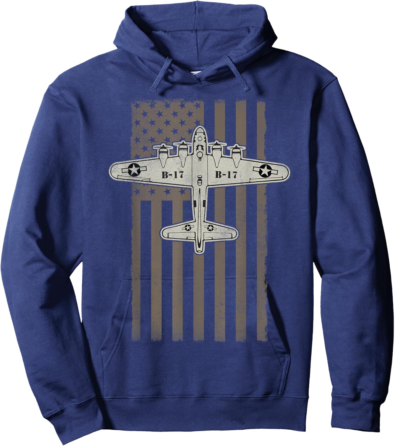 B17 Bomber WW2 Plane Aircraft USA Flag Veteran Pilot Gift Hoodie - Hoodie | Navy