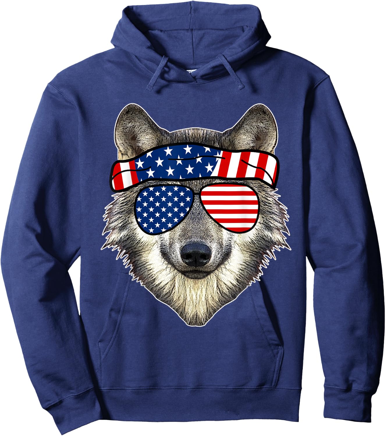 American Sunglasses Wolf 4th of July Awesome USA Gift Hoodie - Hoodie | Navy