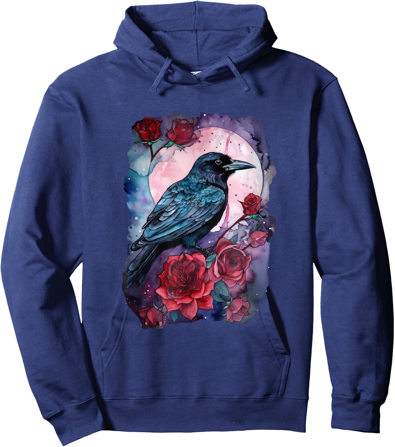 Mystical Raven and Roses - Whimsigoth Art Hoodie - Hoodie | Navy