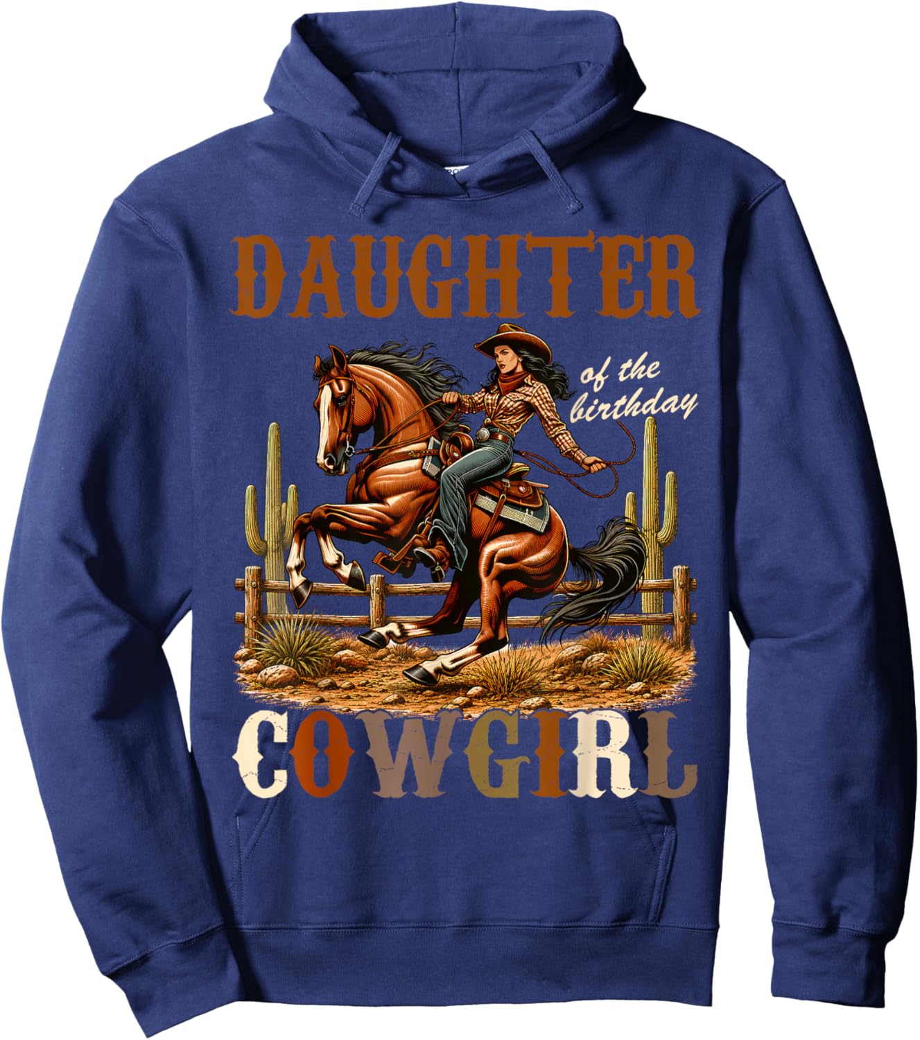 Daughter of The Birthday Cowgirl Vintage Christmas Xmas Hoodie - Hoodie | Navy