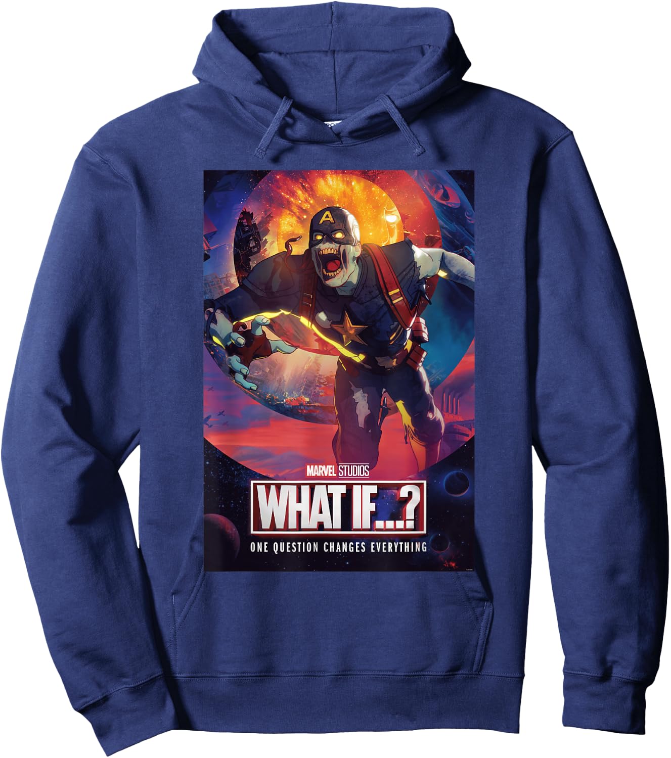 Marvel What IF...? Zombie Captain America Comic Cover Hoodie - Hoodie | Navy