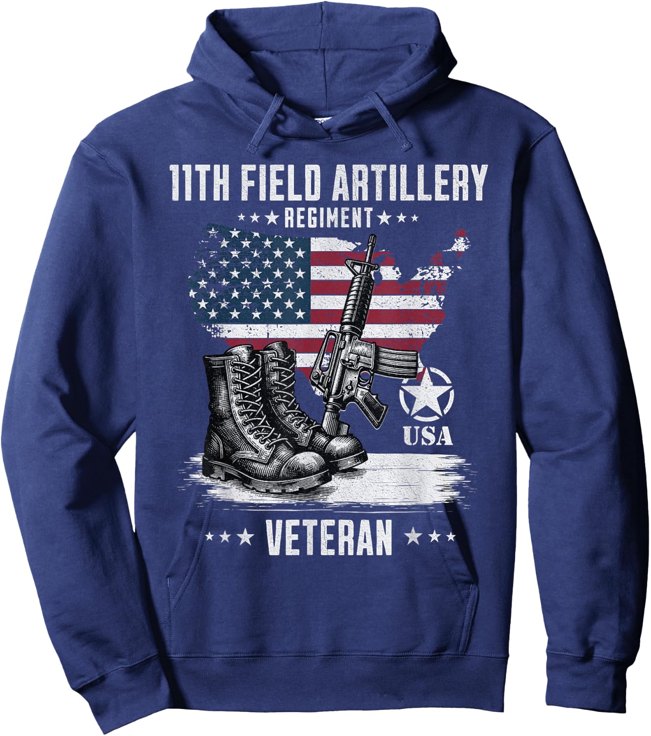11th Field Artillery Regiment Veteran Military Distressed Hoodie - Hoodie | Navy