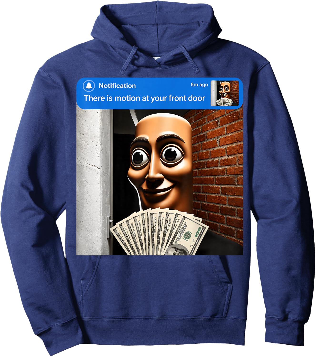 There is Motion at Your Front Door Tung Tung Tung sahur Meme Hoodie - Hoodie | Navy
