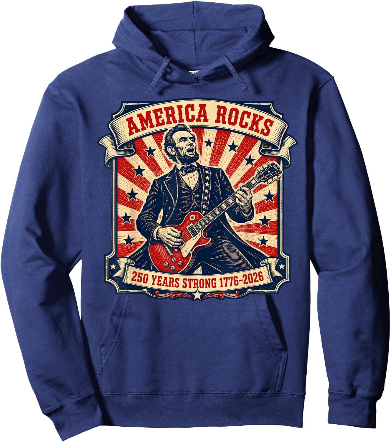 America Rocks 250 Years Strong 1776-2026 Hoodie - Hoodie | Navy