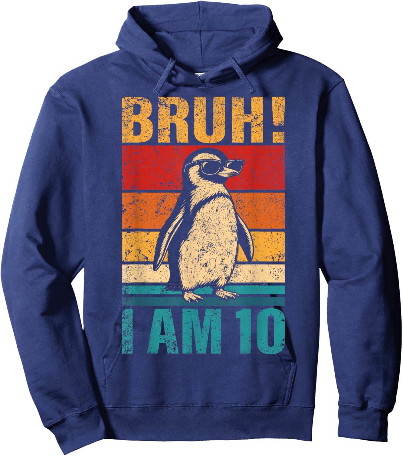 10 Year Old Birthday Penguin Bruh It's My 10th Birthday Hoodie - Hoodie | Navy
