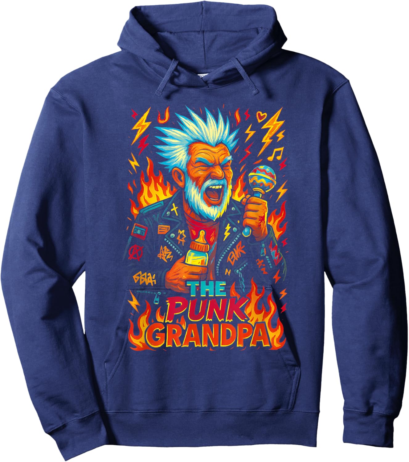 The Punk Grandpa Funny Design for Grandfahers Hoodie - Hoodie | Navy