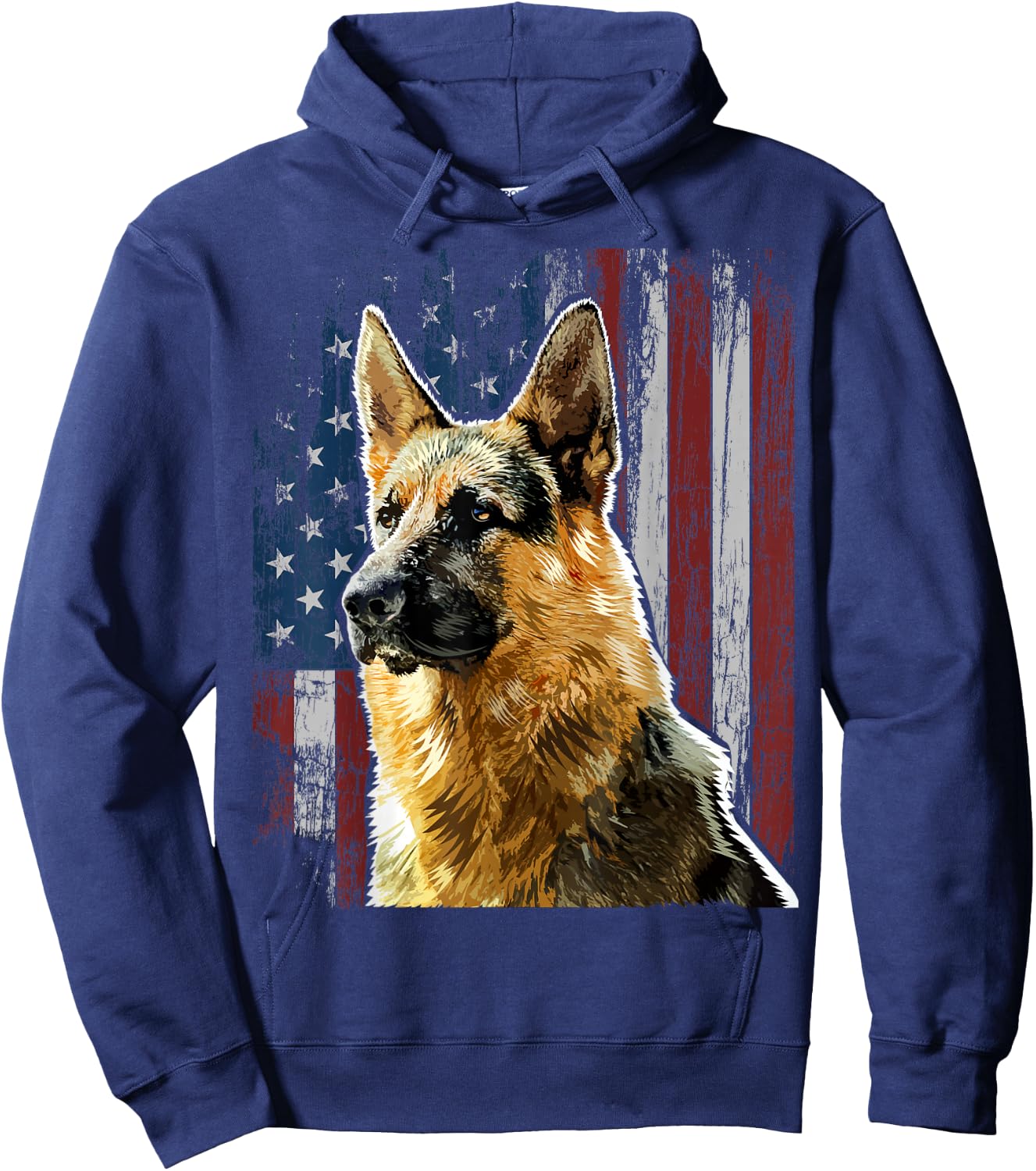 Patriotic German Shepherd American Flag Dog Gift Men Women Hoodie - Hoodie | Navy