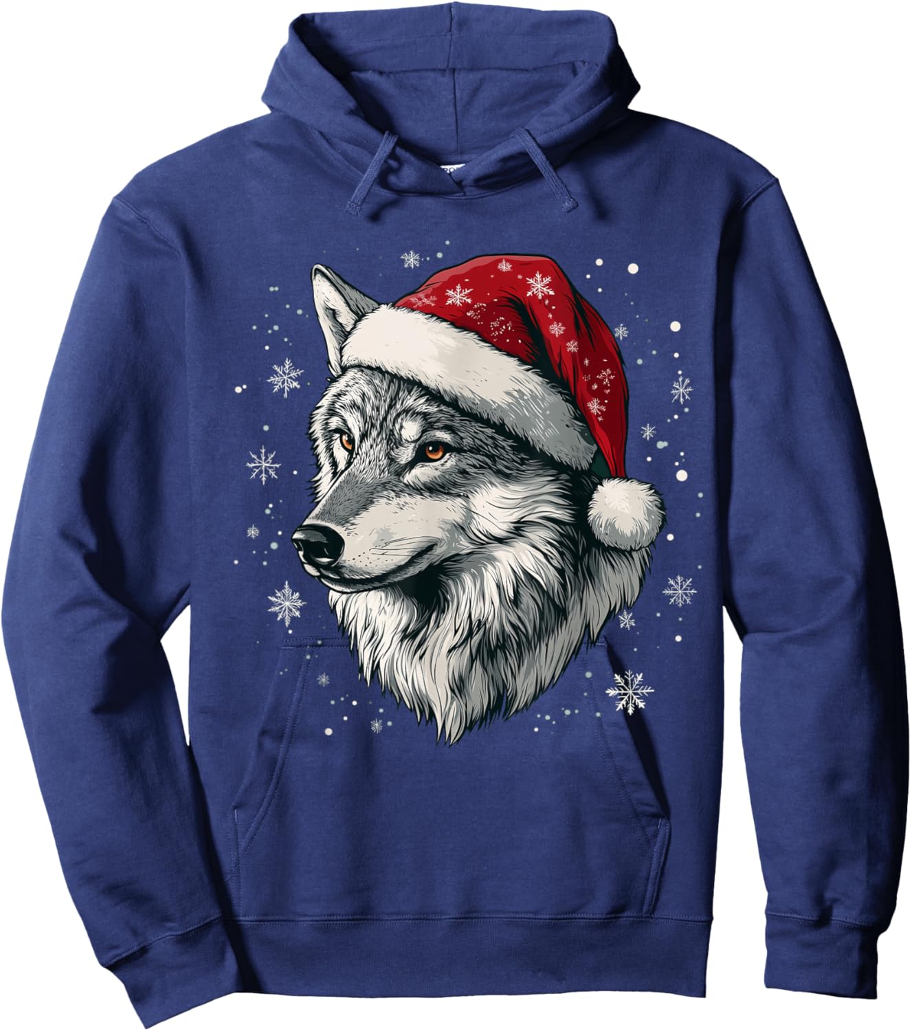 Wolf Santa Hat Funny Cute Animal Lover Christmas Hoodie - Hoodie | Navy